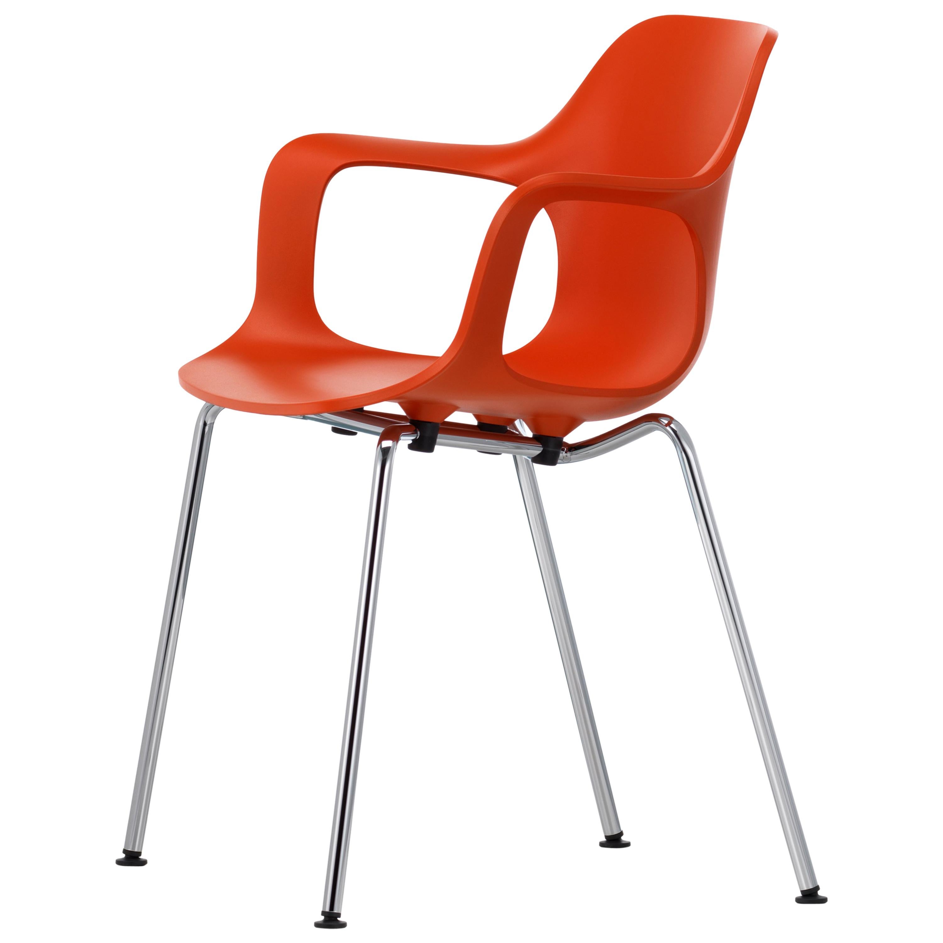 Vitra HAL Armchair Tube Stackable in Orange Seat Shell by Jasper Morrison For Sale