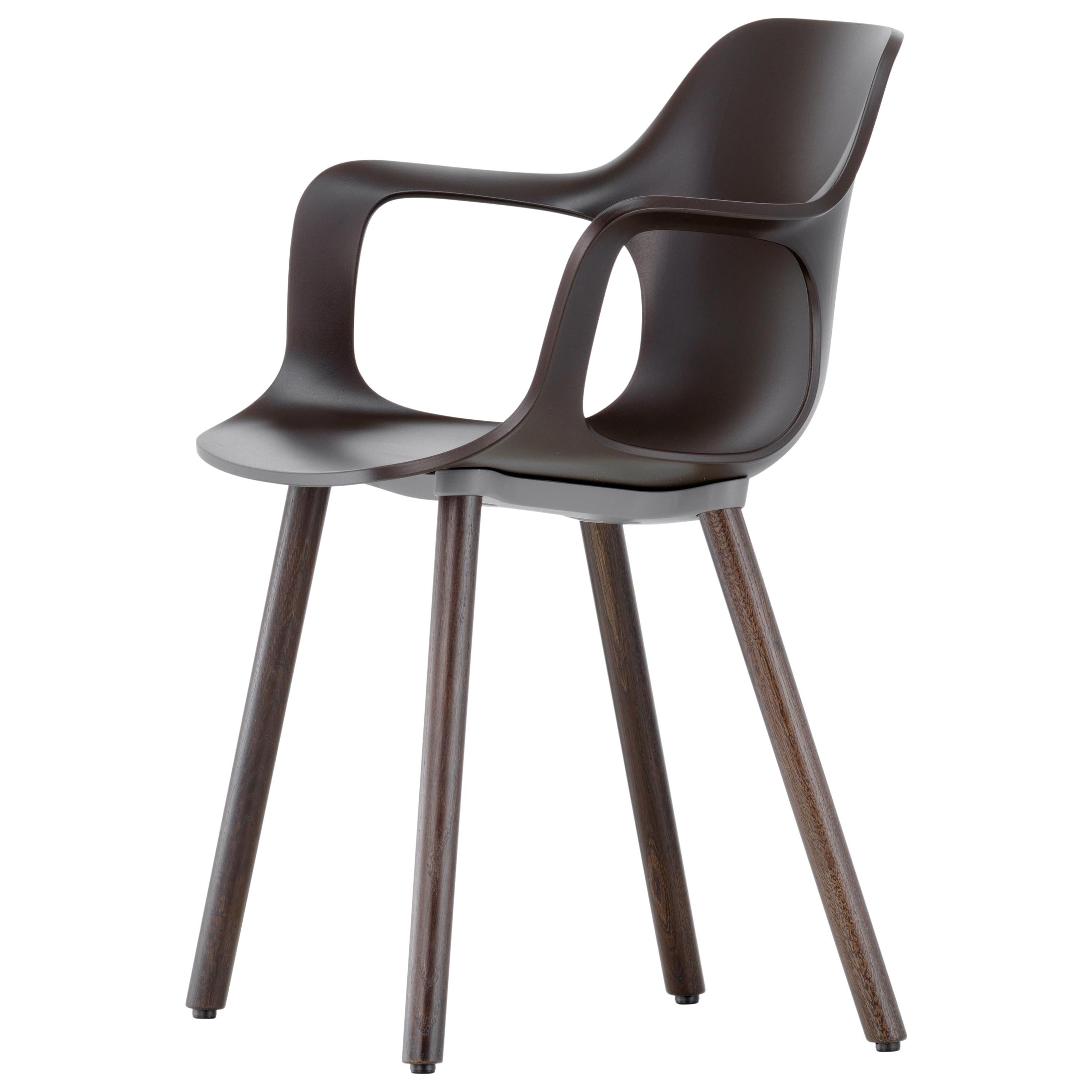 Vitra HAL Armchair Wood in Chocolate Seat Shell by Jasper Morrison For Sale