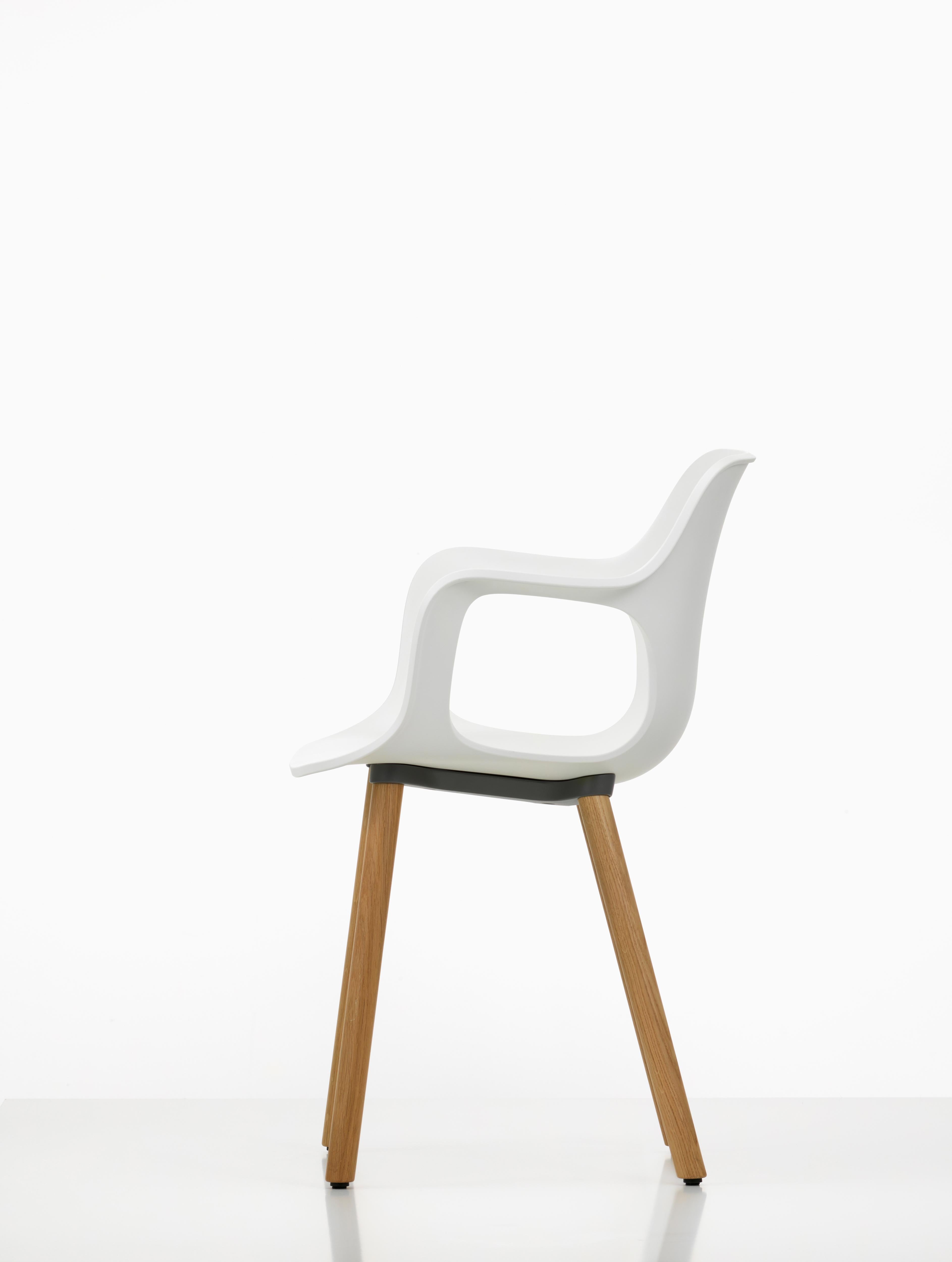 Modern Vitra HAL Armchair Wood in White Seat Shell by Jasper Morrison For Sale