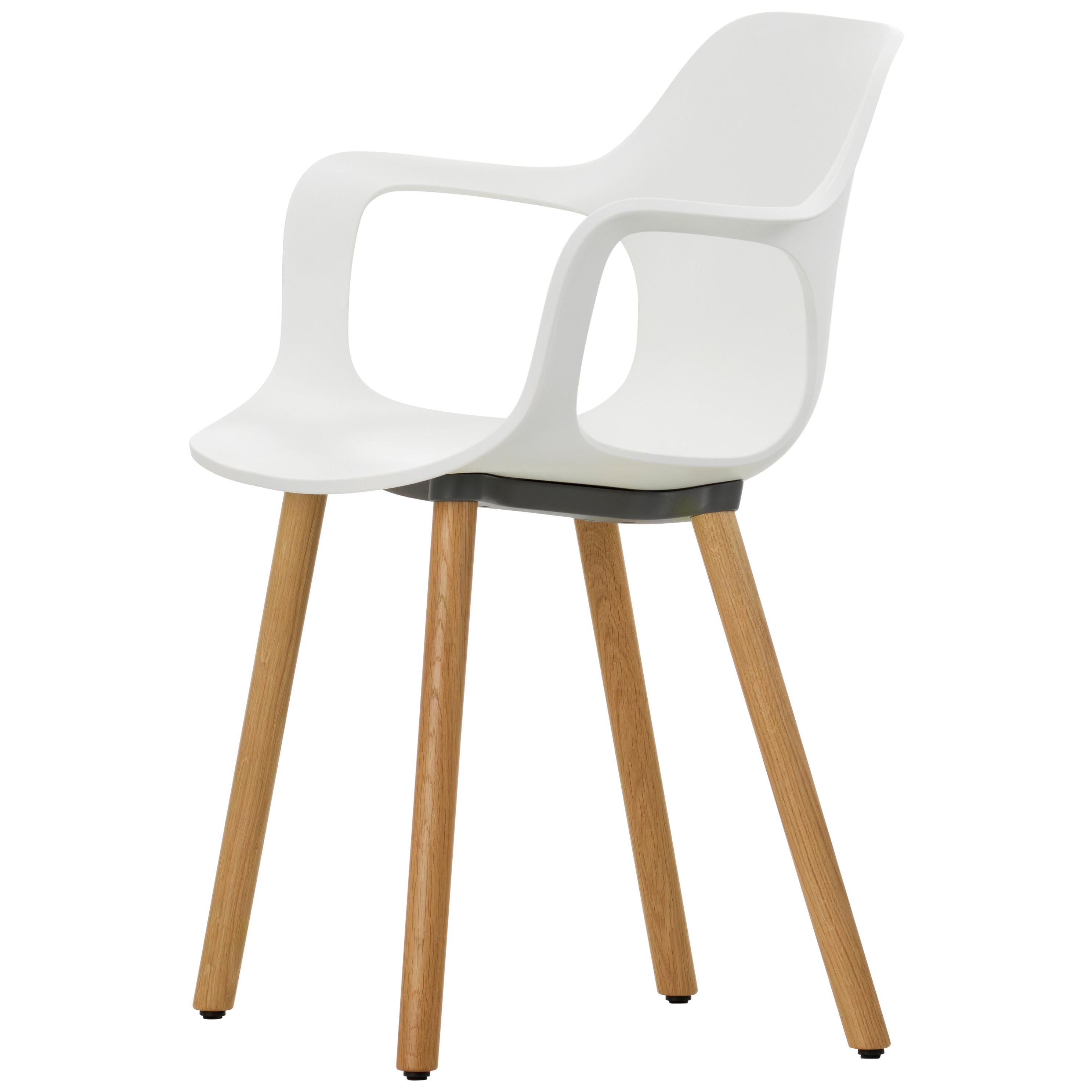 Vitra HAL Armchair Wood in White Seat Shell by Jasper Morrison For Sale