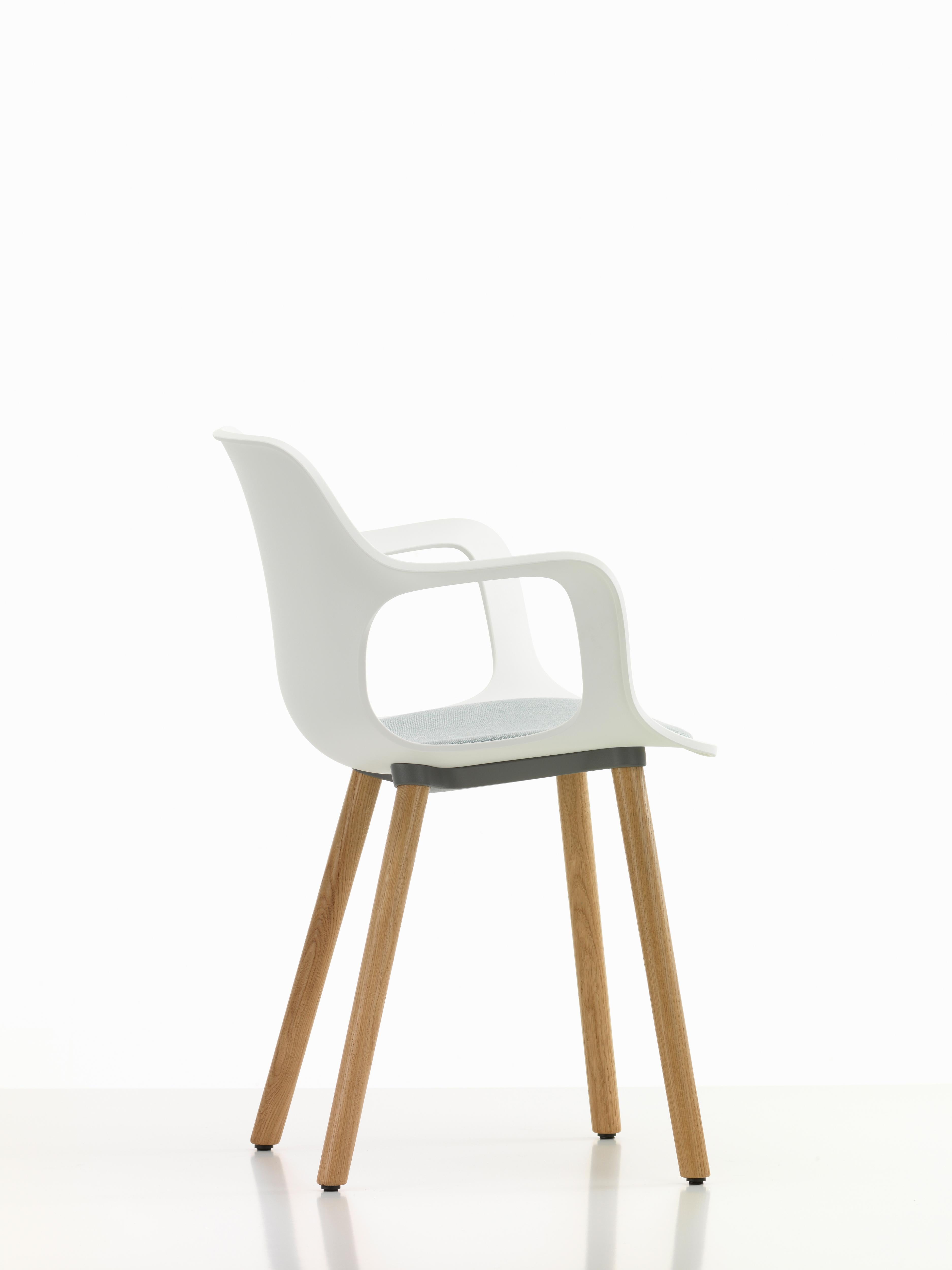 Modern Vitra Hal Armchair Wood with Blue Seat in White by Jasper Morrison For Sale
