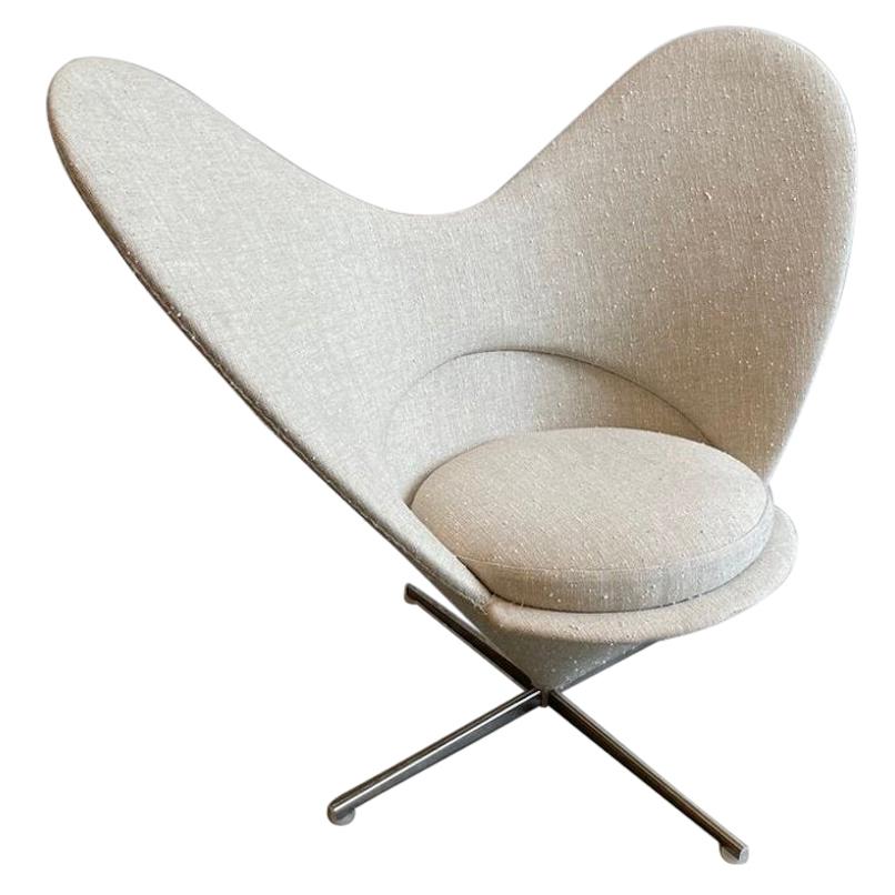 Vitra Heart Cone Swivel Chairs by Verner Panton in Linen Cotton