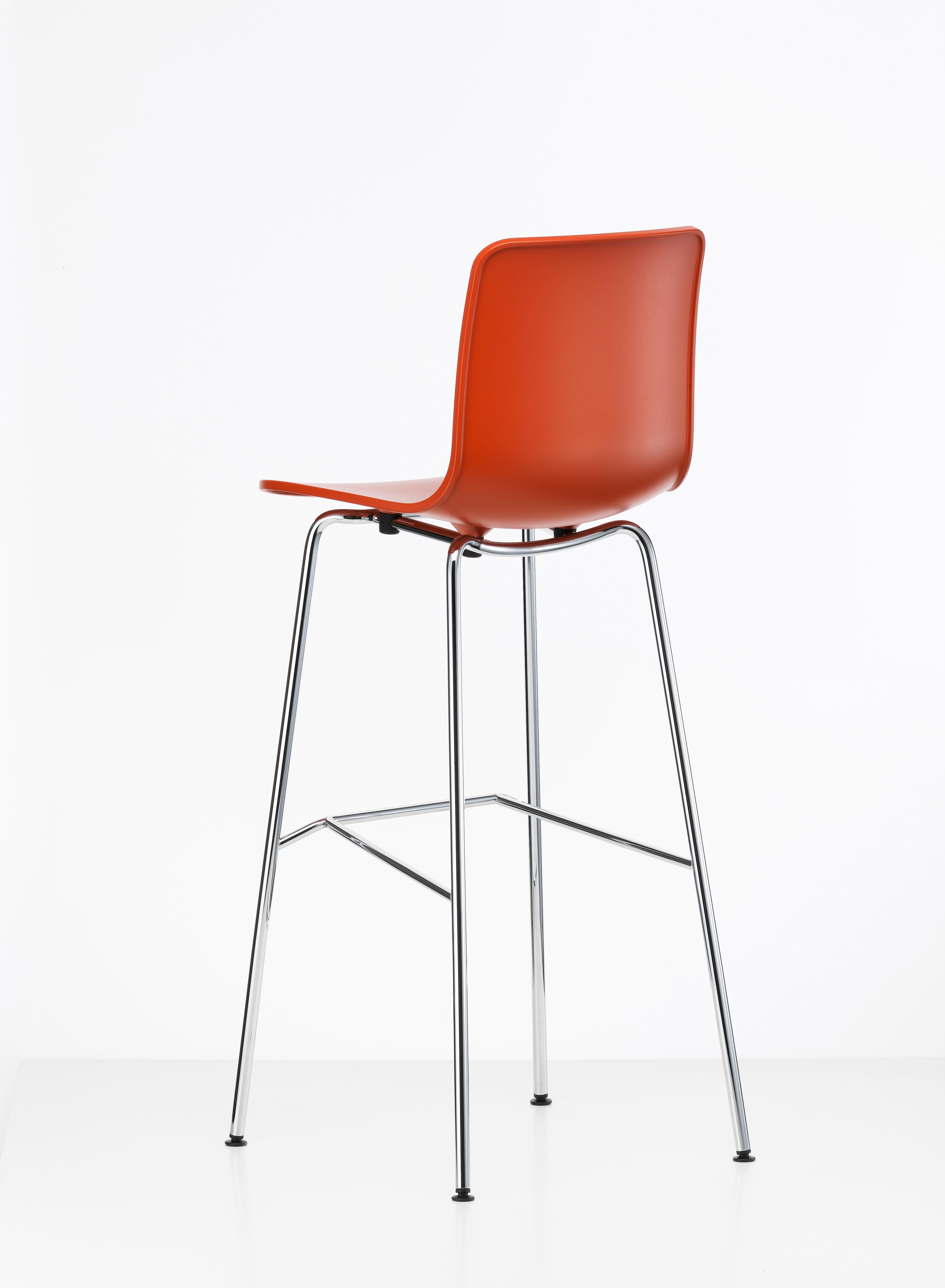 These products are only available in the United States.

The HAL Stool High is a Classic bar stool with a four-legged base at a standard height

Materials:
Seat shell: Dyed-through polypropylene
Base: Chrome-plated tubular steel with antiskid