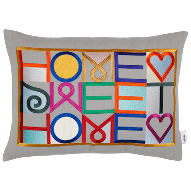 Vitra Home Sweet Home Embroidered Pillow By Alexander Girard For