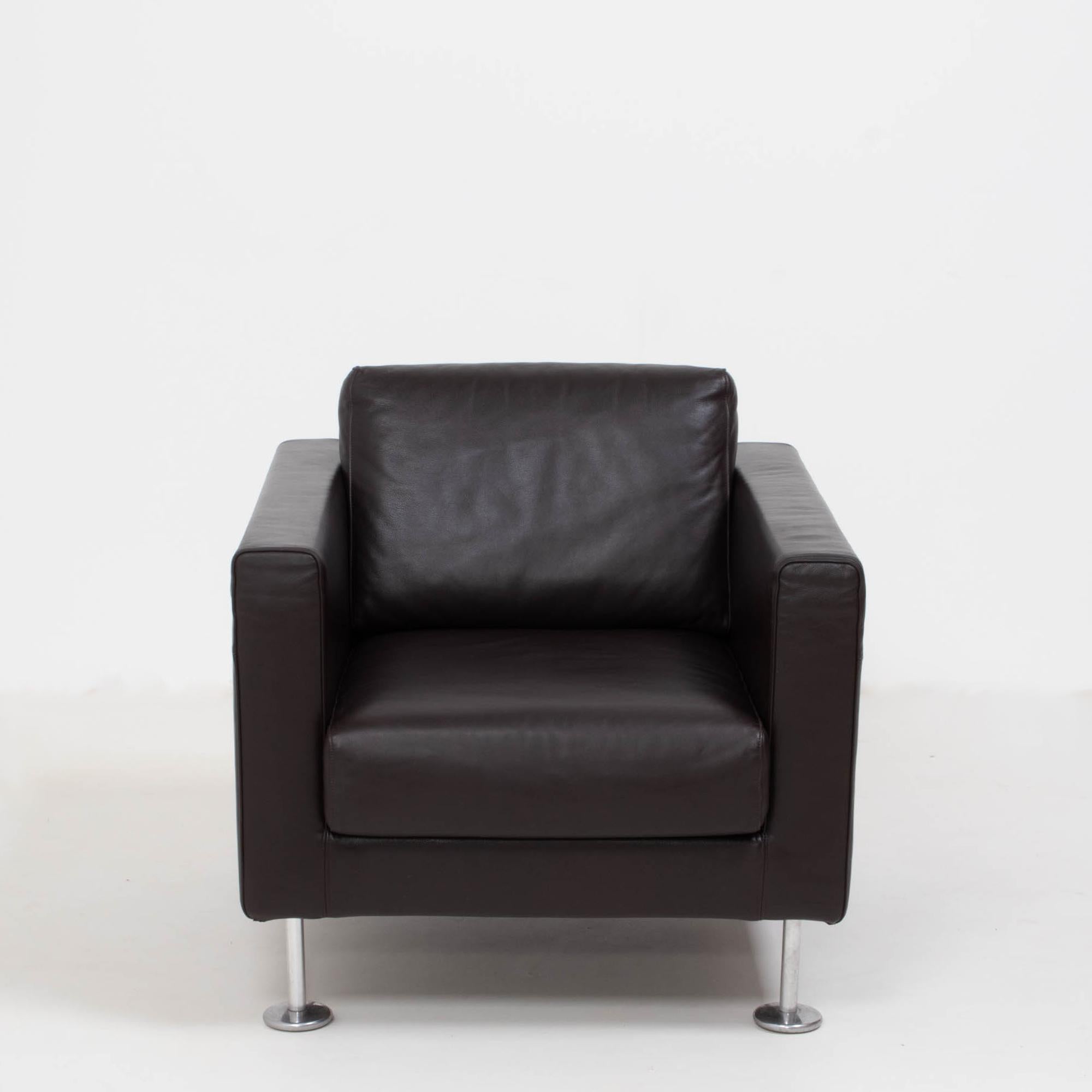 German Vitra Jasper Morrison Park Leather Armchairs, Set of 2 For Sale