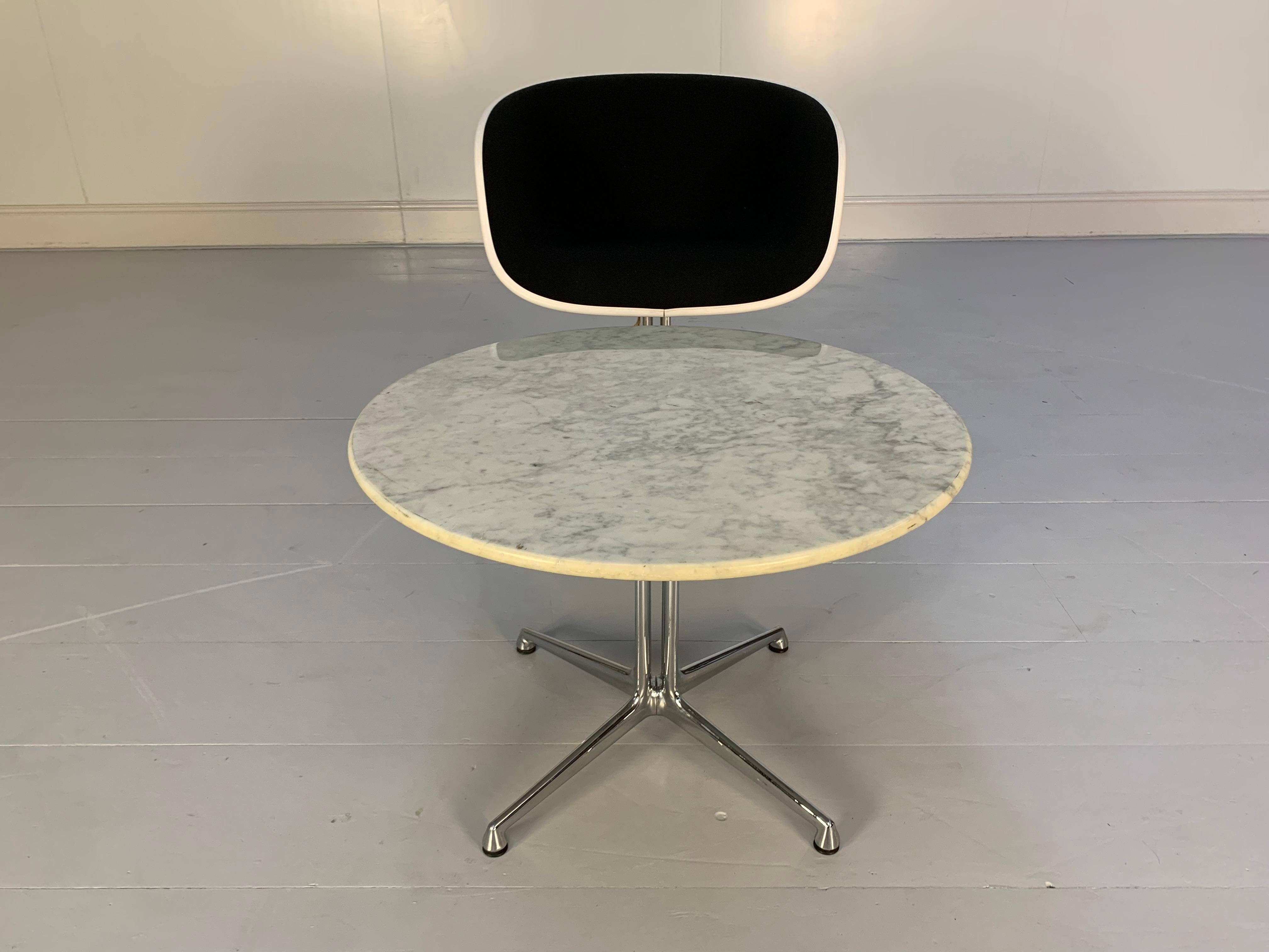 Contemporary Vitra “La Fonda” Eames Chair & Marble Table in Black Hopsack For Sale