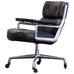Vitra Lobby Chair Eames Black Leather Swivel Base