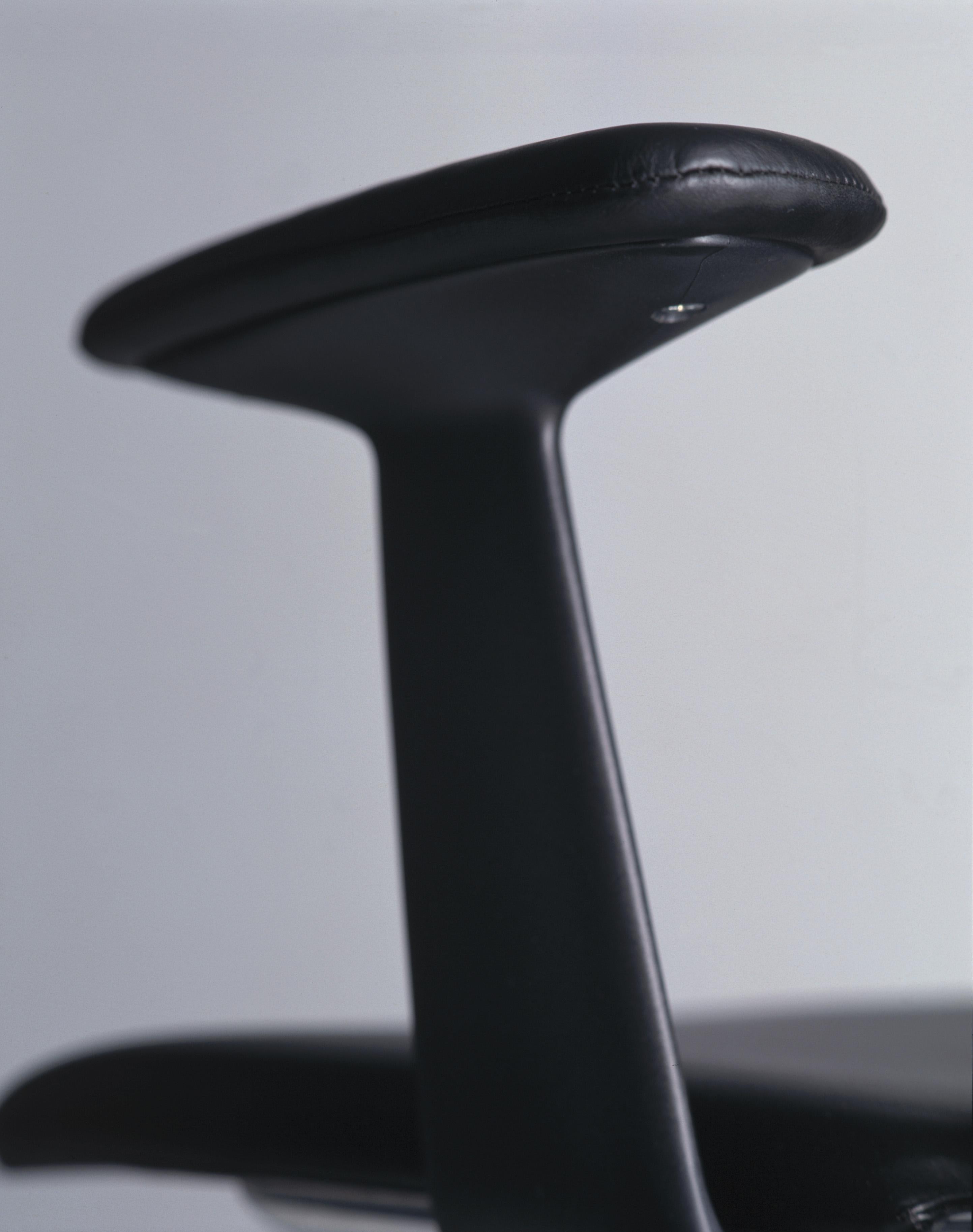 Contemporary Vitra Meda Chair in Black Leather by Alberto Meda