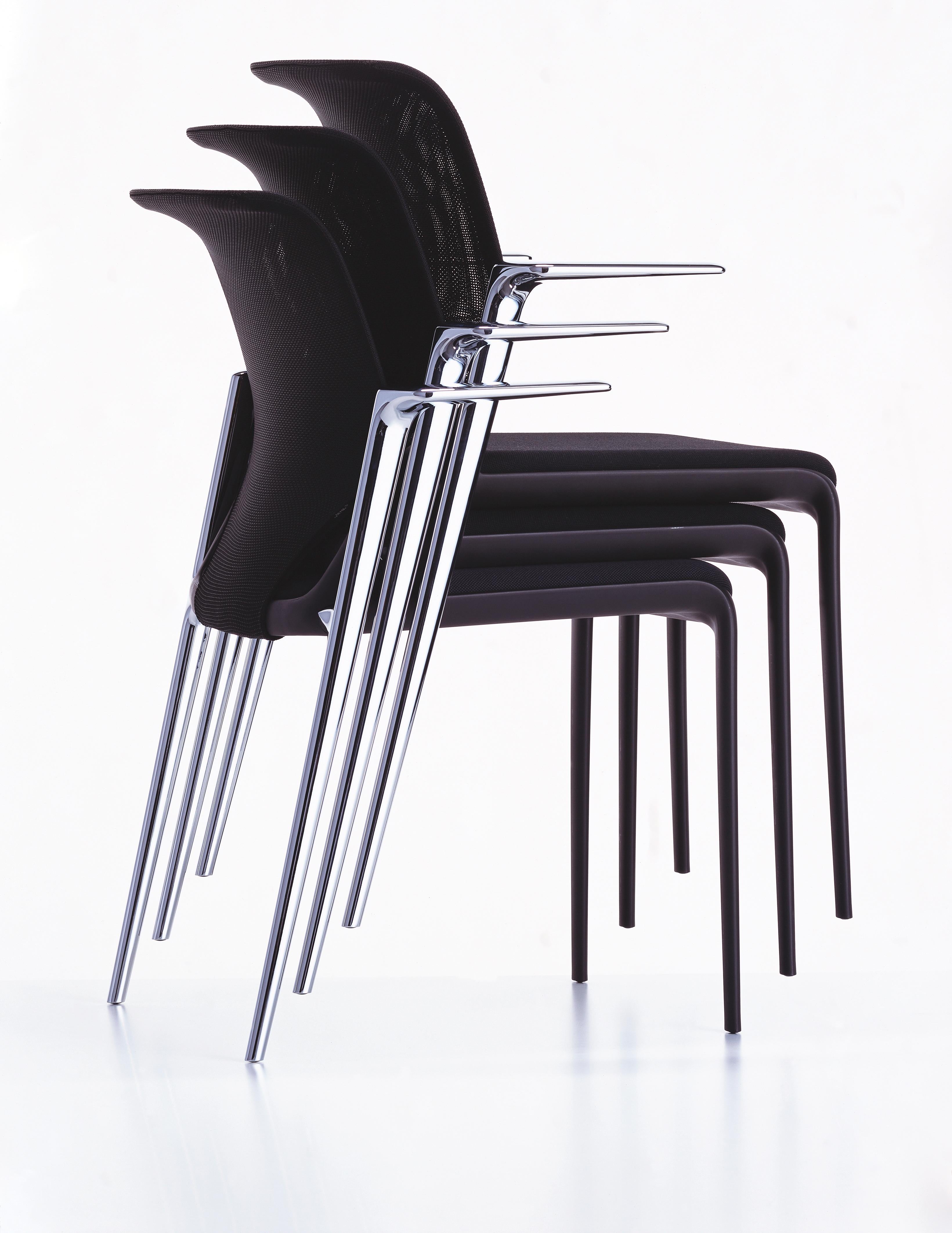 Modern Vitra Meda Slim Chair in Black Nova and Chrome Legs by Alberto Meda For Sale
