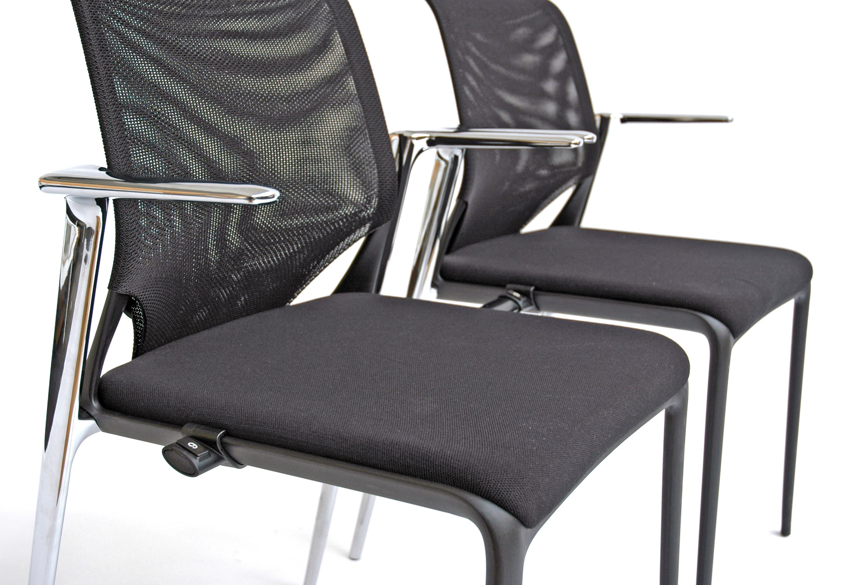 Swiss Vitra Meda Slim Chair in Black Nova and Chrome Legs by Alberto Meda For Sale