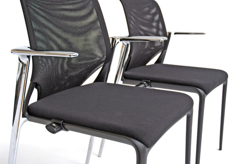 Vitra Meda Slim Chair in Black Nova and Chrome Legs by Alberto Meda im