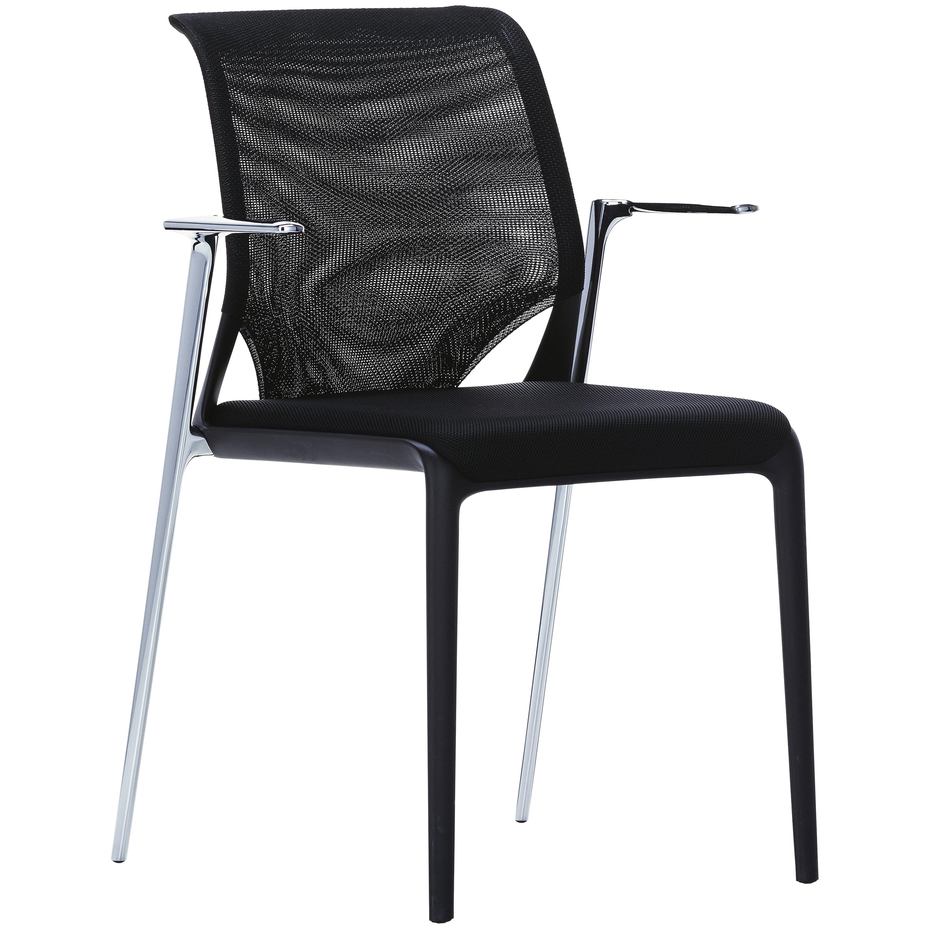 Vitra Meda Slim Chair in Black Nova and Chrome Legs by Alberto Meda For Sale