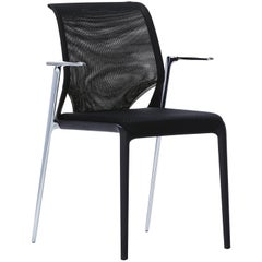 Vitra Meda Slim Chair in Black Nova and Chrome Legs by Alberto Meda