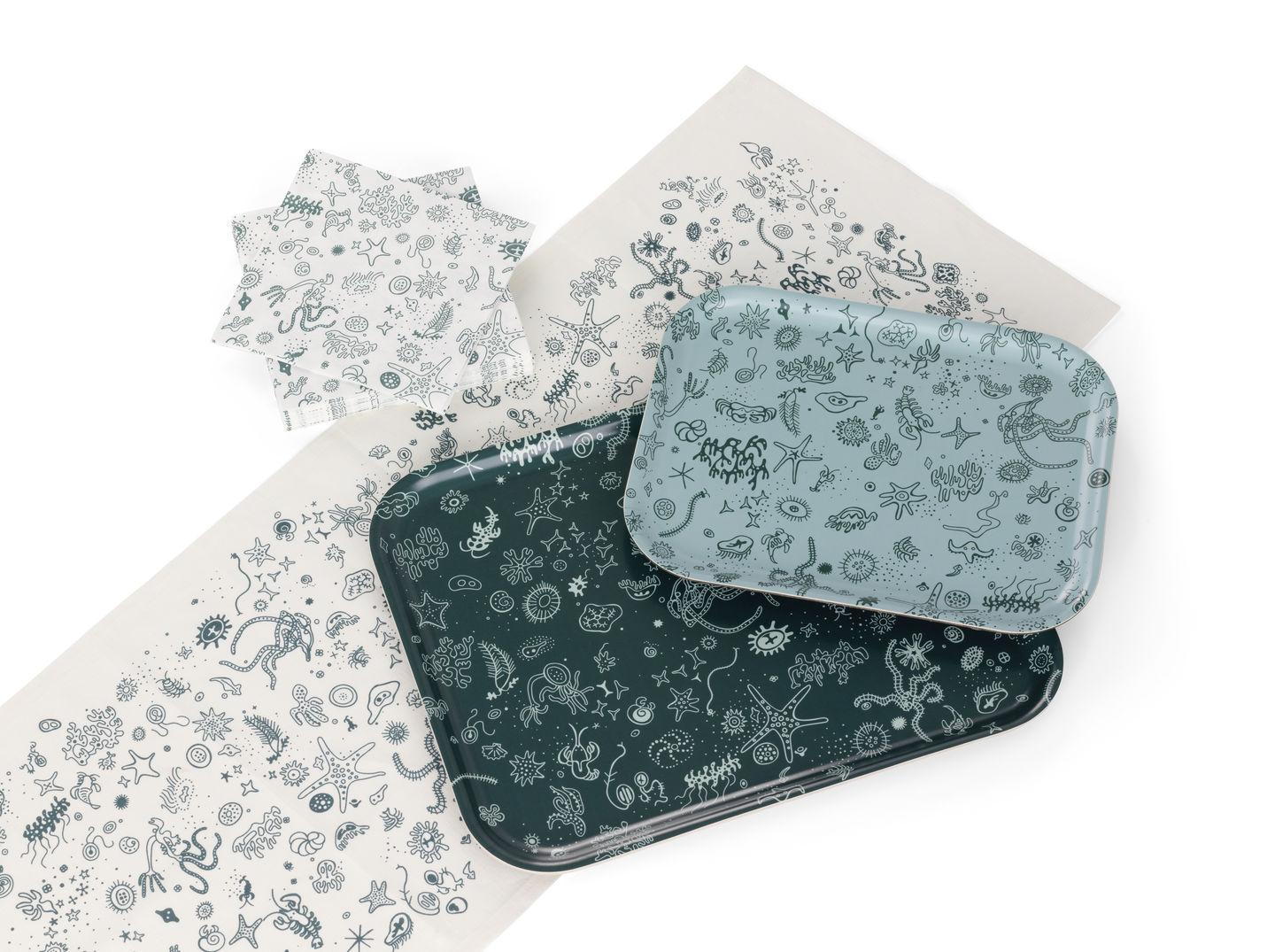 Mid-Century Modern Vitra Medium Classic Tray in Sea Things Pattern by Ray Eames For Sale