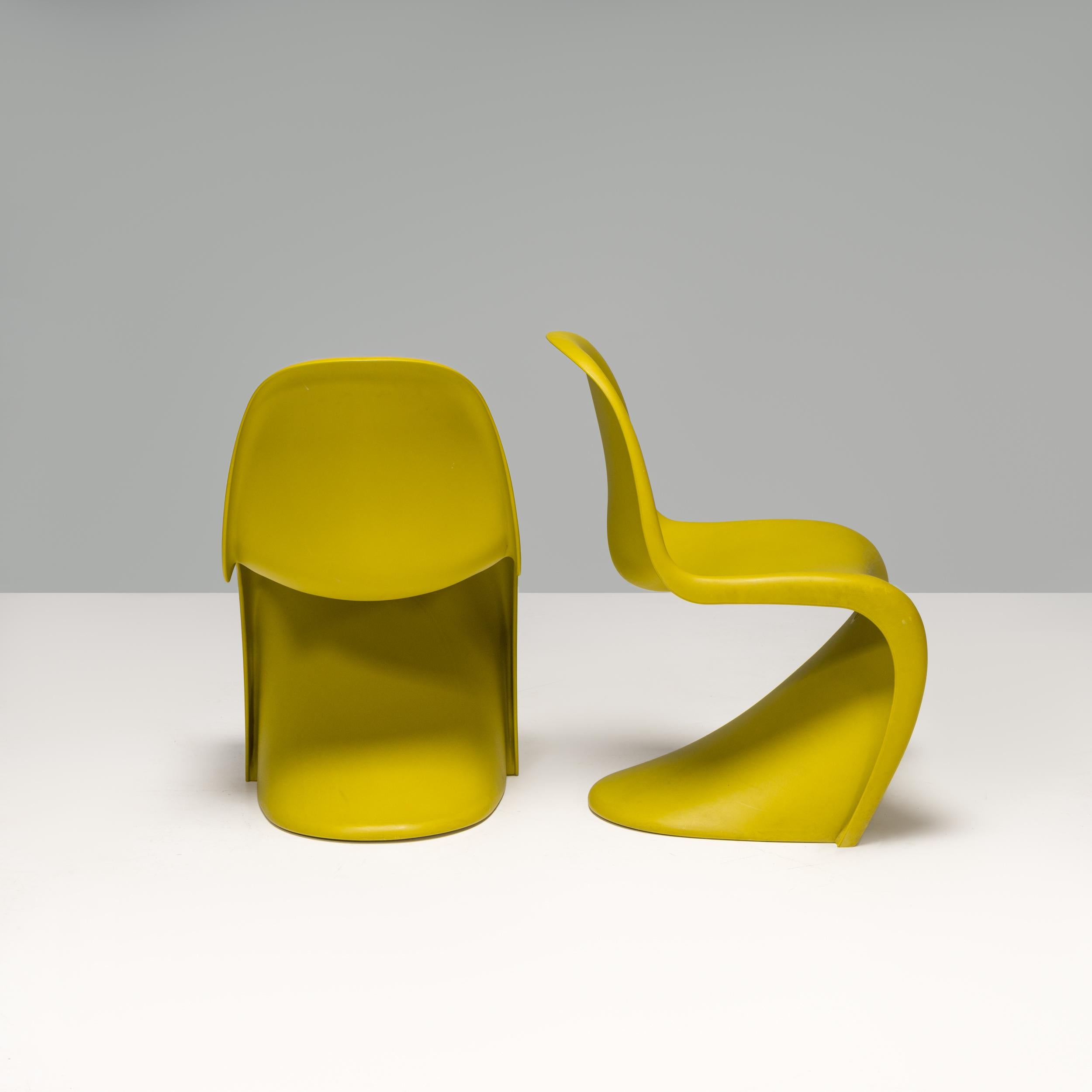 Swiss Vitra Mid-Century Modern Green Panton Chairs by Verner Panton, Set of 2