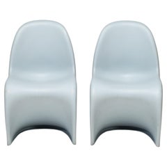 Vitra Mid-Century Modern Light Blue Panton Chairs by Verner Panton, Set of 2