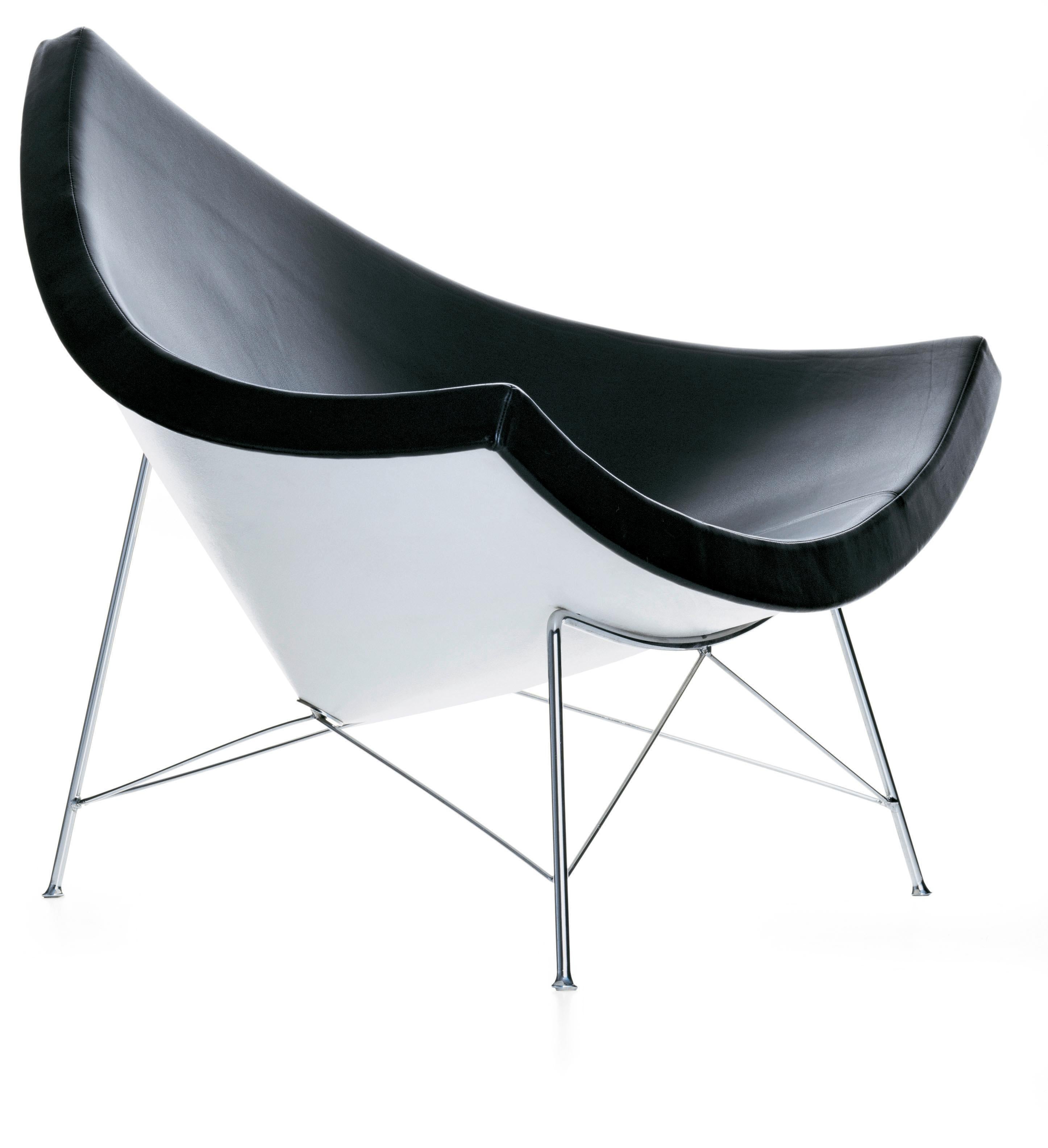 Modern Vitra Miniature Coconut Chair in Black with Chrome Legs by George Nelson For Sale