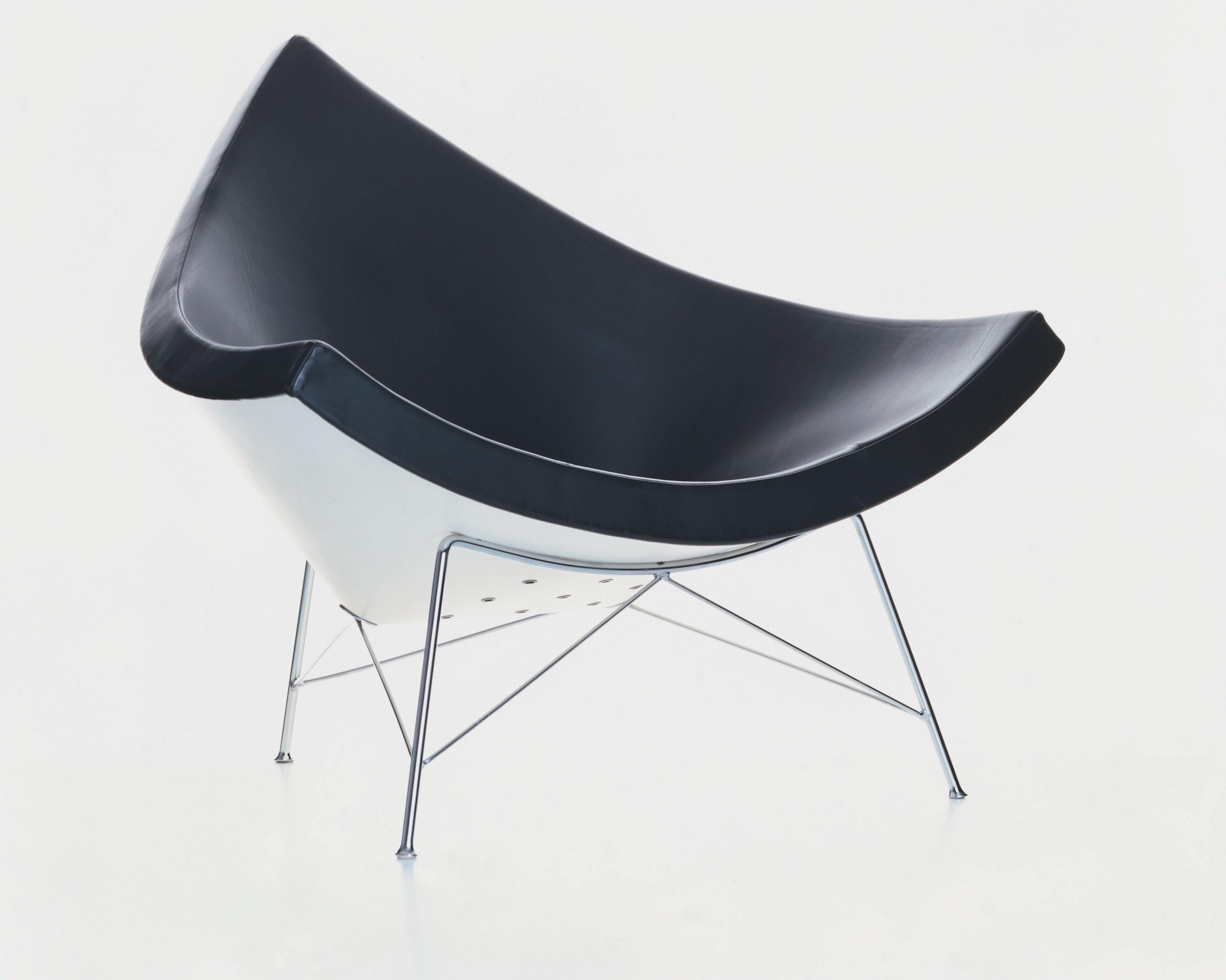Hand-Crafted Vitra Miniature Coconut Chair in Black with Chrome Legs by George Nelson For Sale