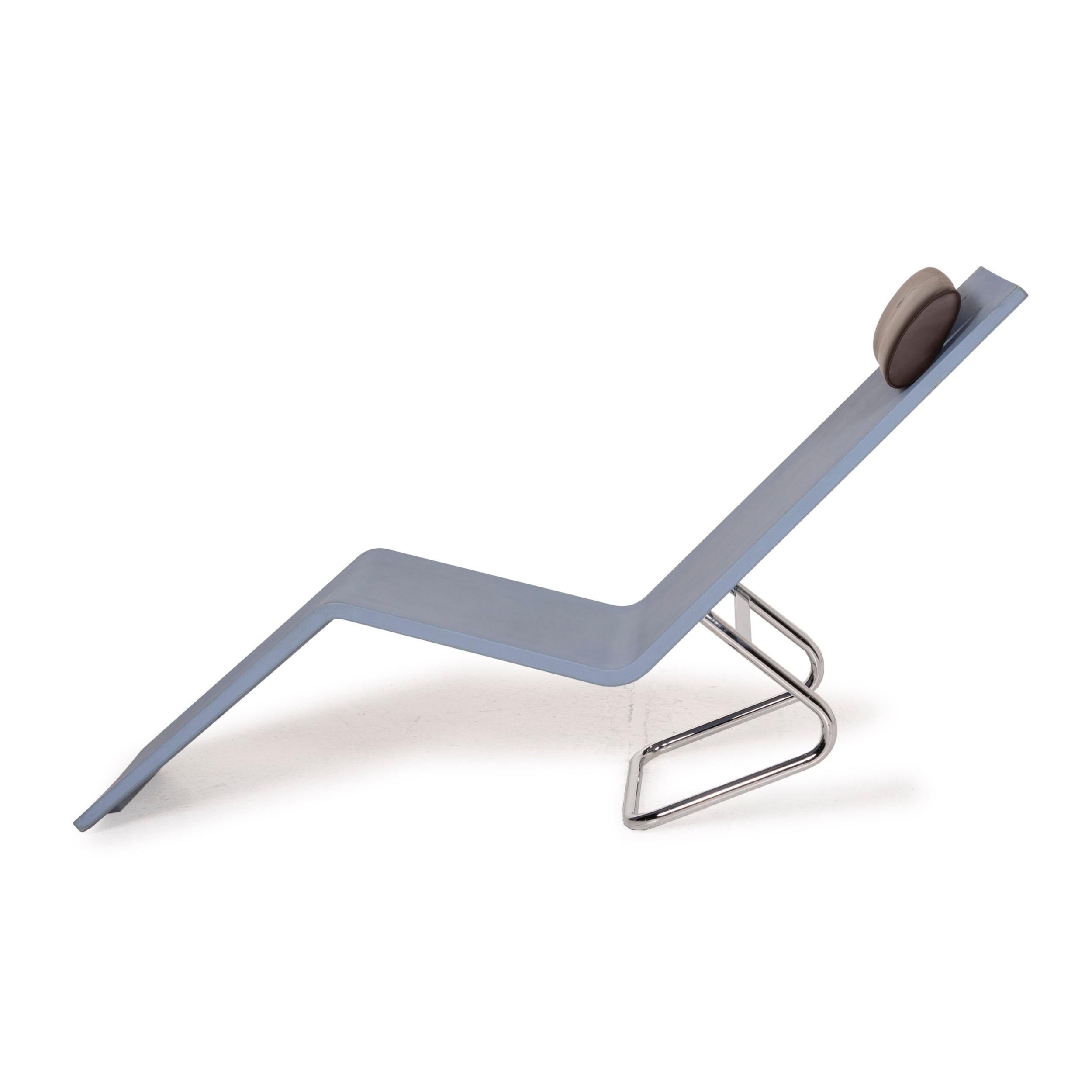 Vitra MVS Chaise Polyethuran Lounger Blue Ice Blue Stainless Steel For Sale 5
