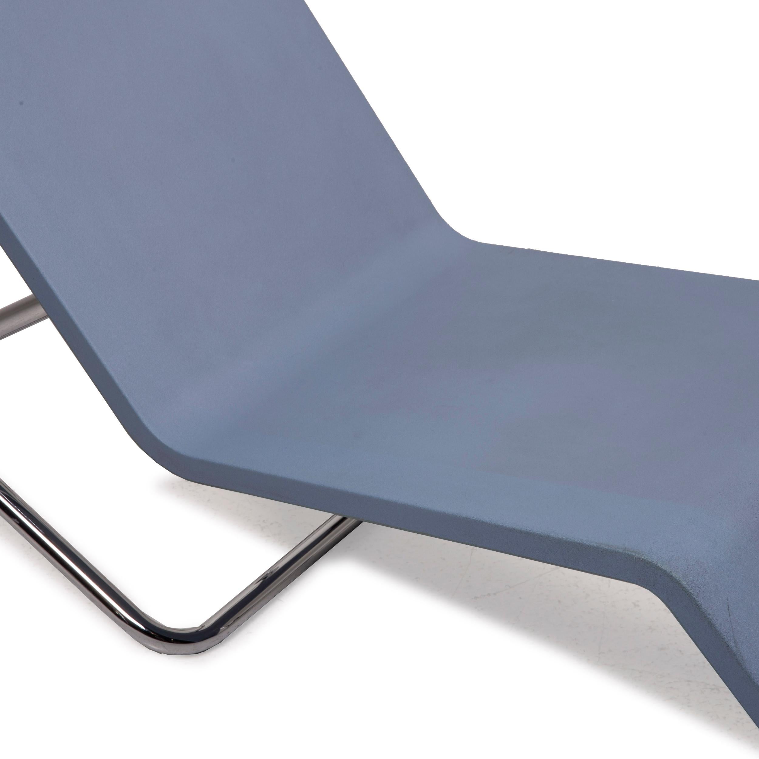Modern Vitra MVS Chaise Polyethuran Lounger Blue Ice Blue Stainless Steel For Sale