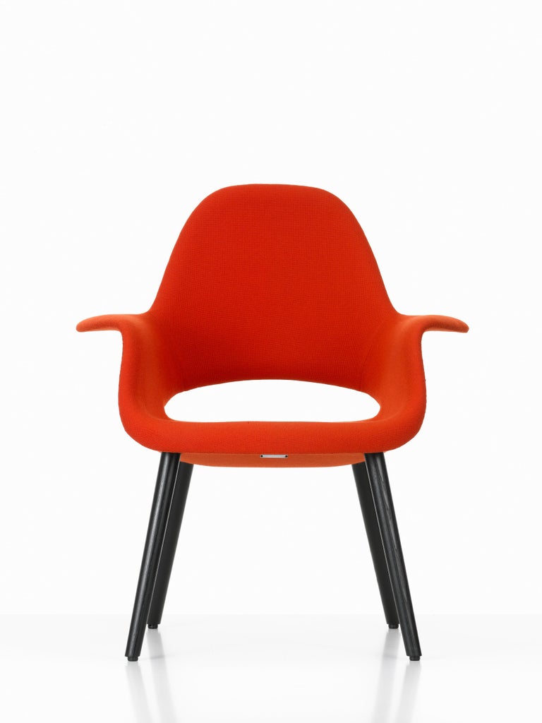 Vitra Organic Chair in Red Hopsack and Black Ash by Charles Eames and