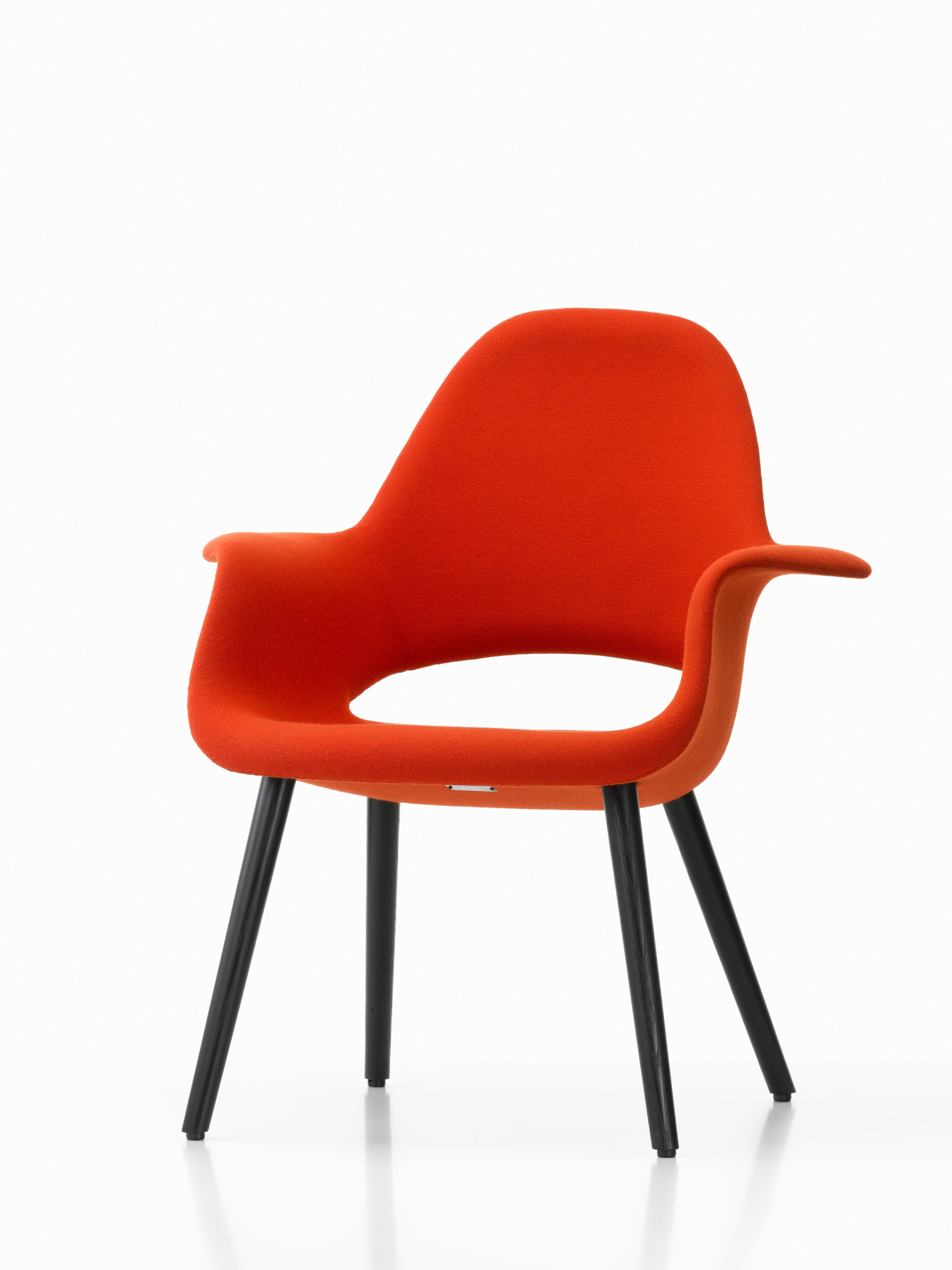 Swiss Vitra Organic Chair in Red Hopsack & Black Ash by Charles Eames & Eero Saarinen For Sale