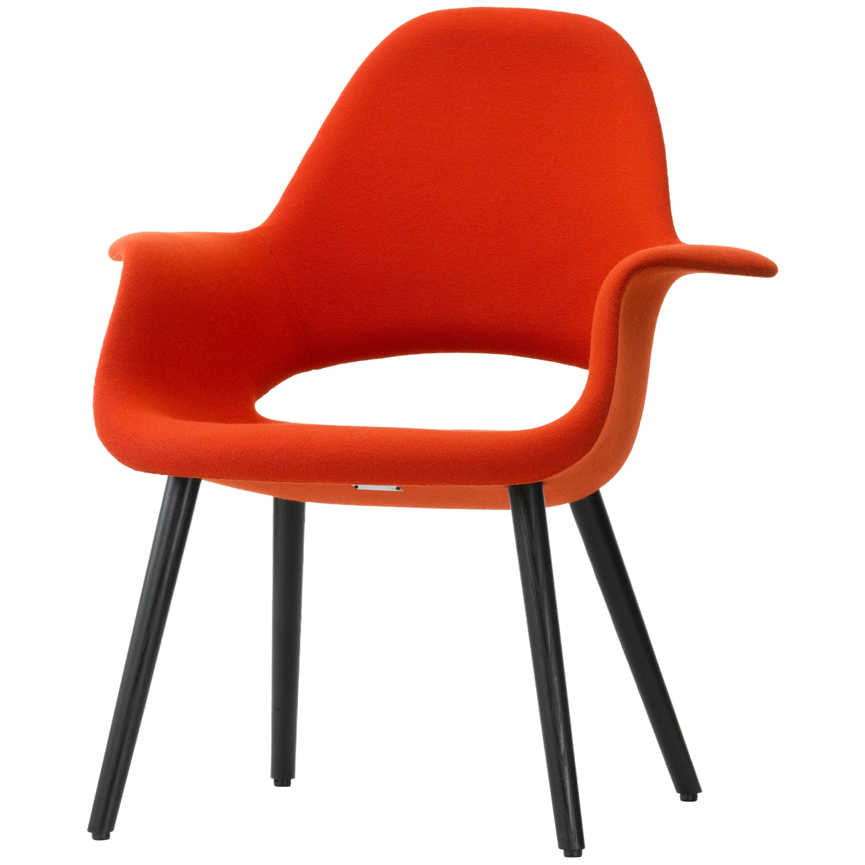 Vitra Organic Chair in Red Hopsack & Black Ash by Charles Eames & Eero Saarinen For Sale