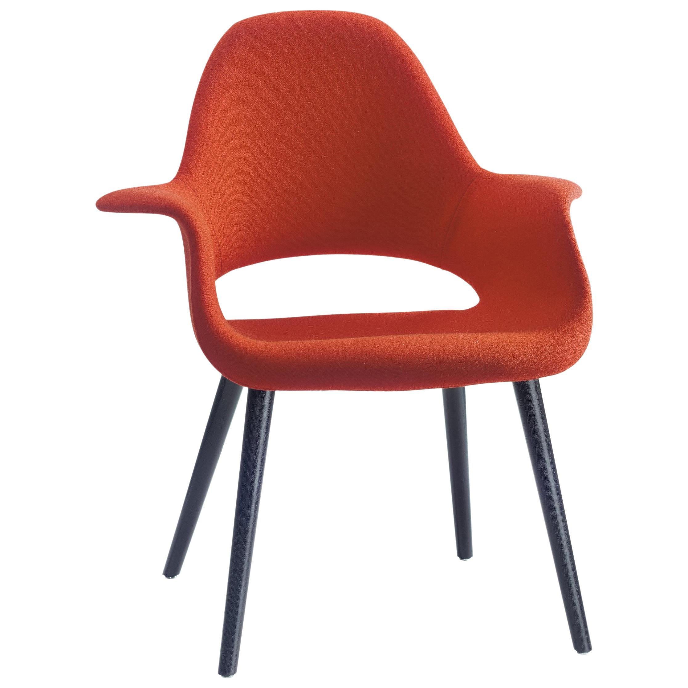 Vitra Organic Chair in Red Tonus & Black Ash by Charles Eames & Eero Saarinen For Sale