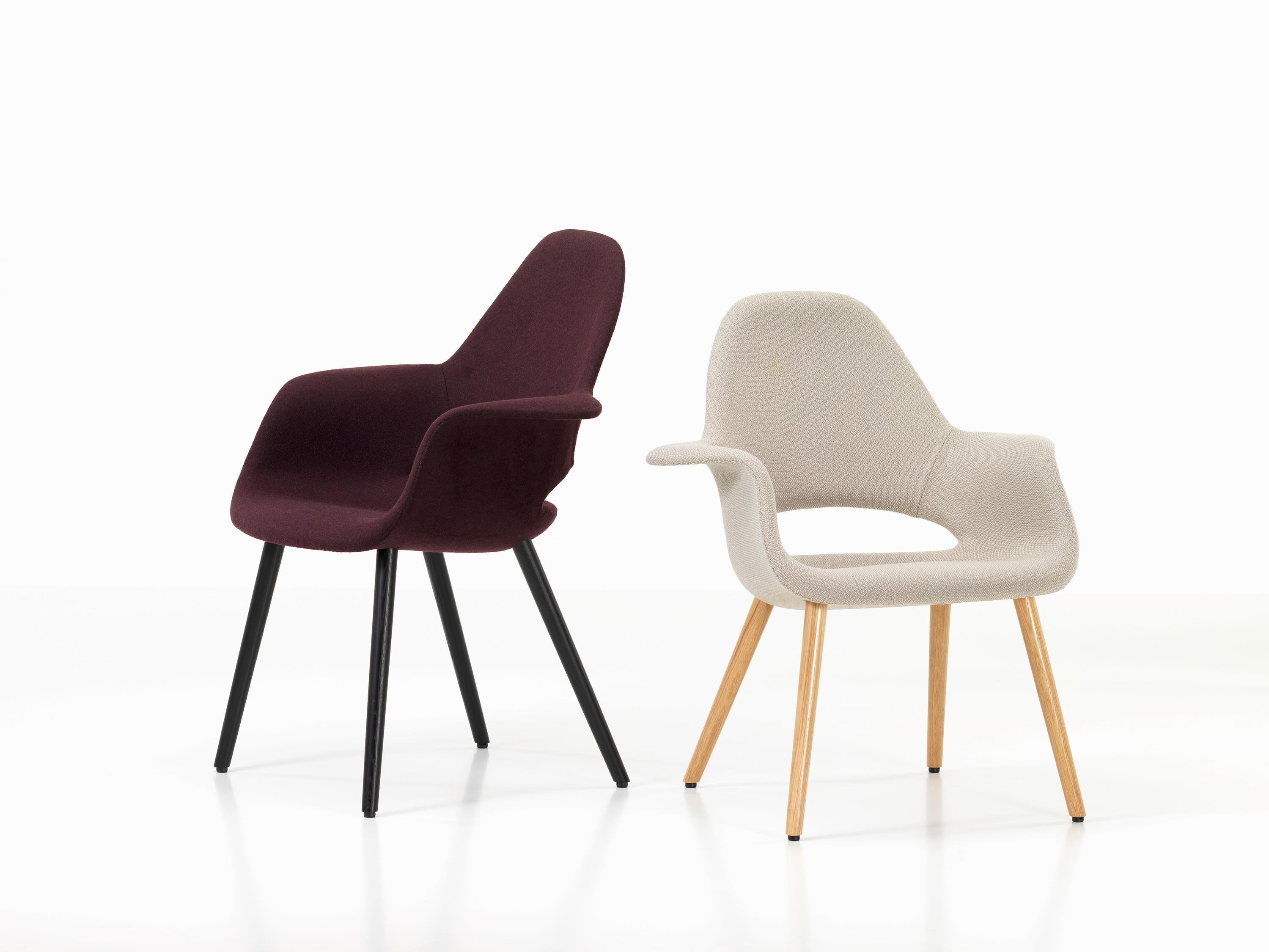 Modern Vitra Organic Chair in Rock Credo and Oak by Charles Eames & Eero Saarinen For Sale