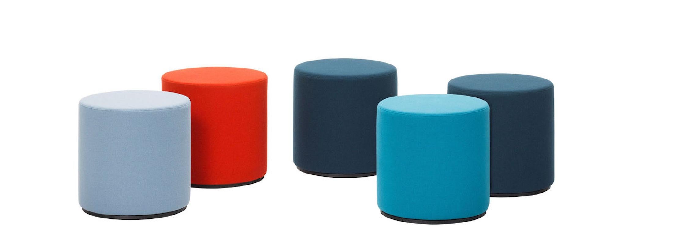Verner Panton designed the Visiona stool as part of the interior installation created in 1970 for his legendary Visiona exhibition in Cologne. The compact upholstered stool not only provides practical and comfortable seating but also adds vibrant