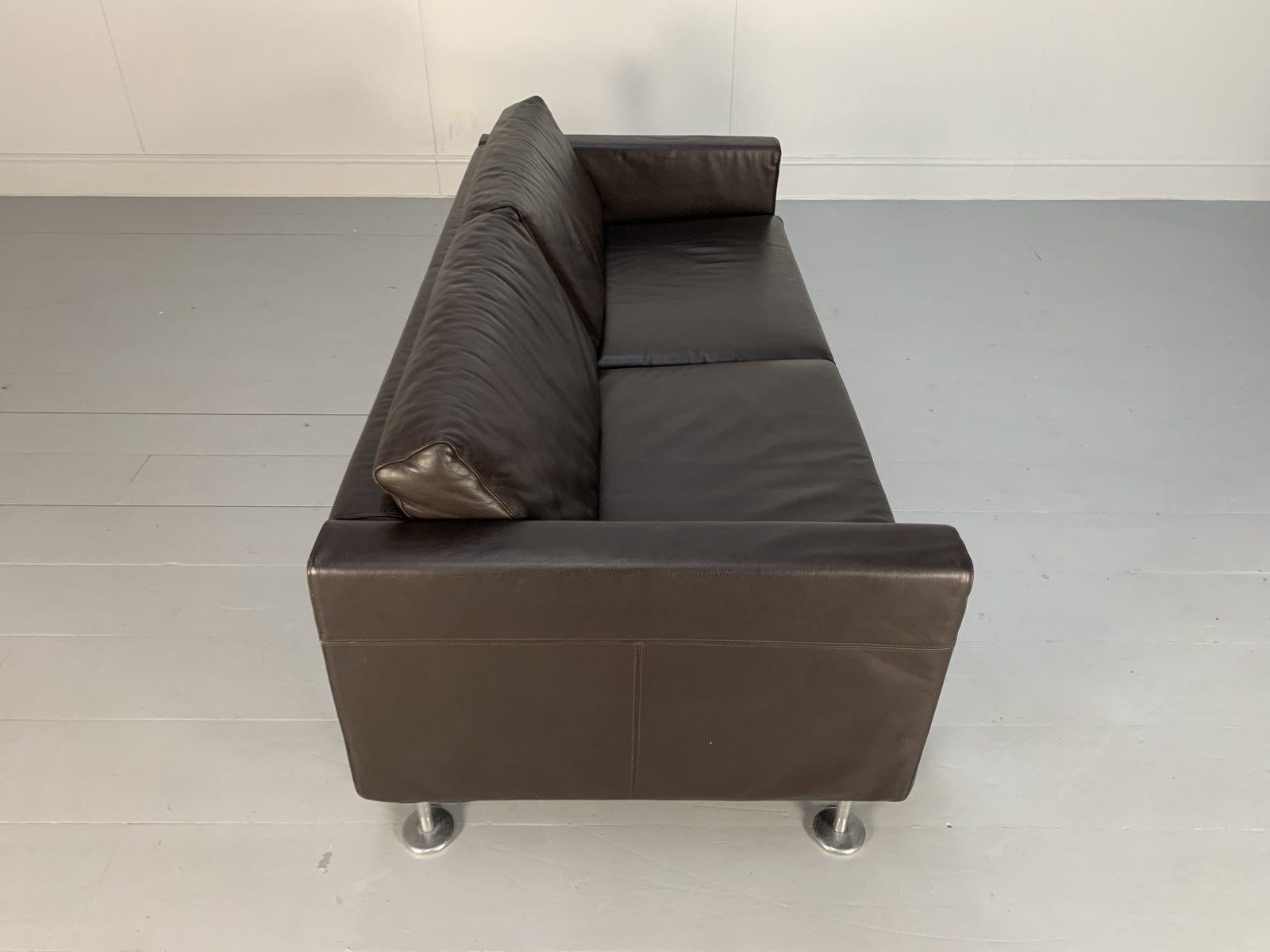 Vitra “Park” 2-Seat Sofa, in Dark Brown Leather For Sale 5