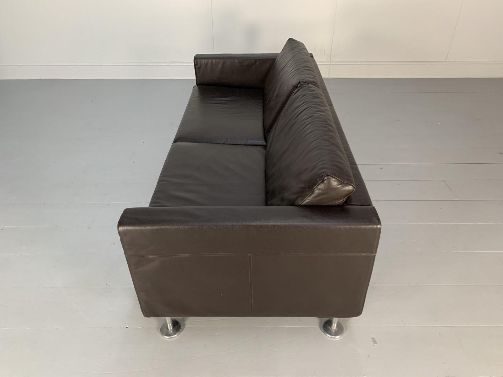 Vitra “Park” 2-Seat Sofa, in Dark Brown Leather For Sale 6