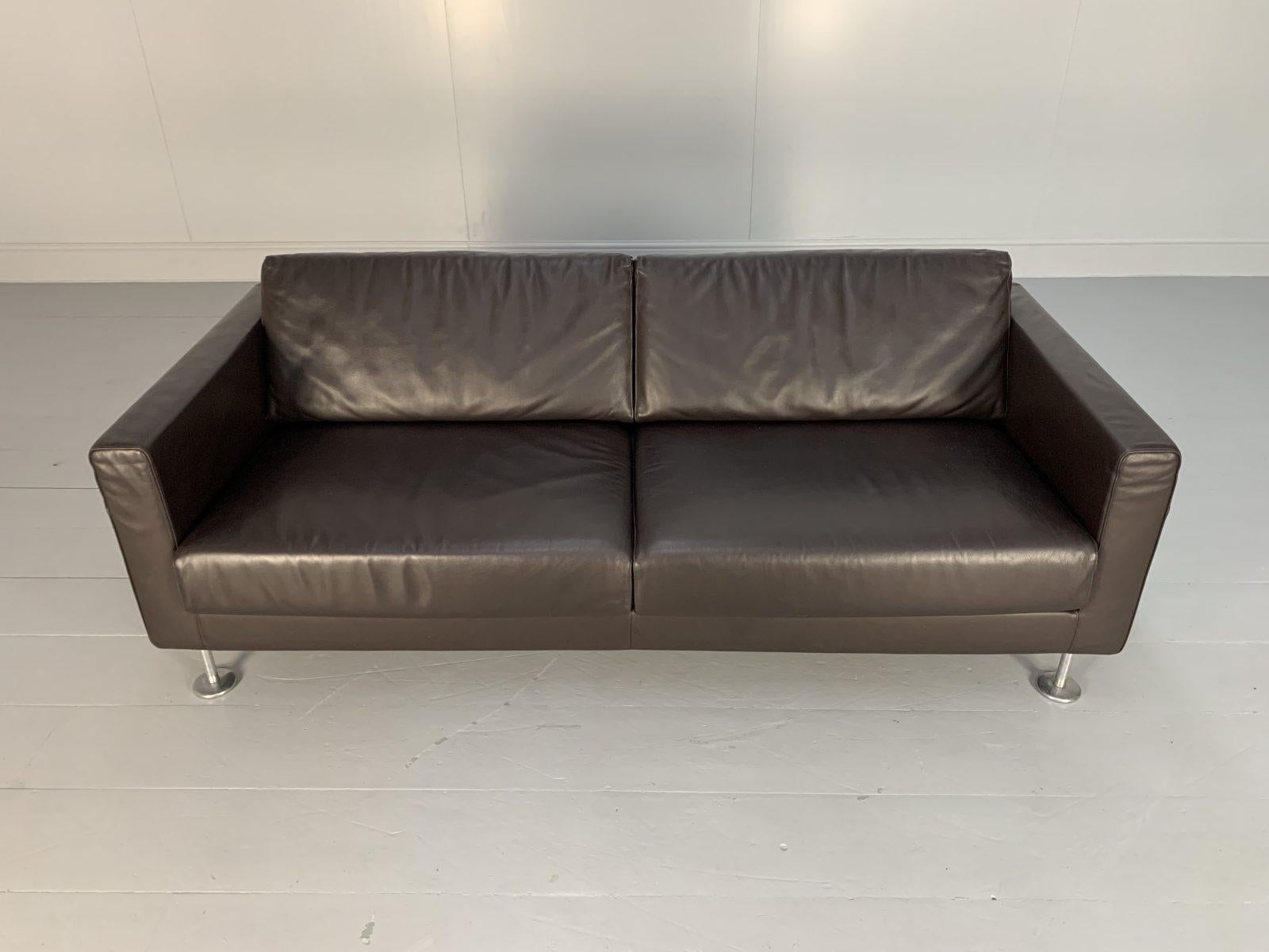 Vitra “Park” 2-Seat Sofa, in Dark Brown Leather For Sale 7
