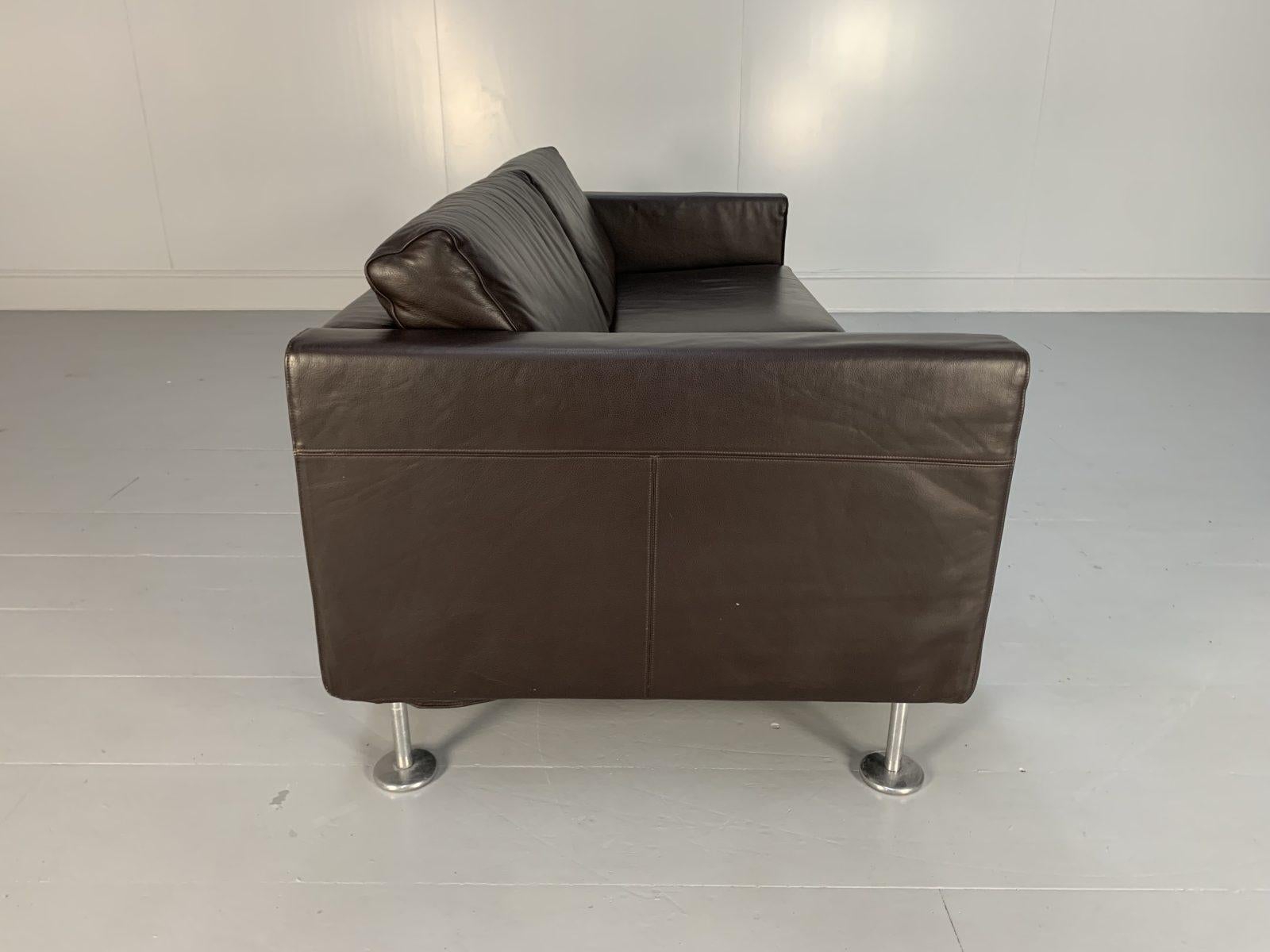 Contemporary Vitra “Park” 2-Seat Sofa, in Dark Brown Leather For Sale