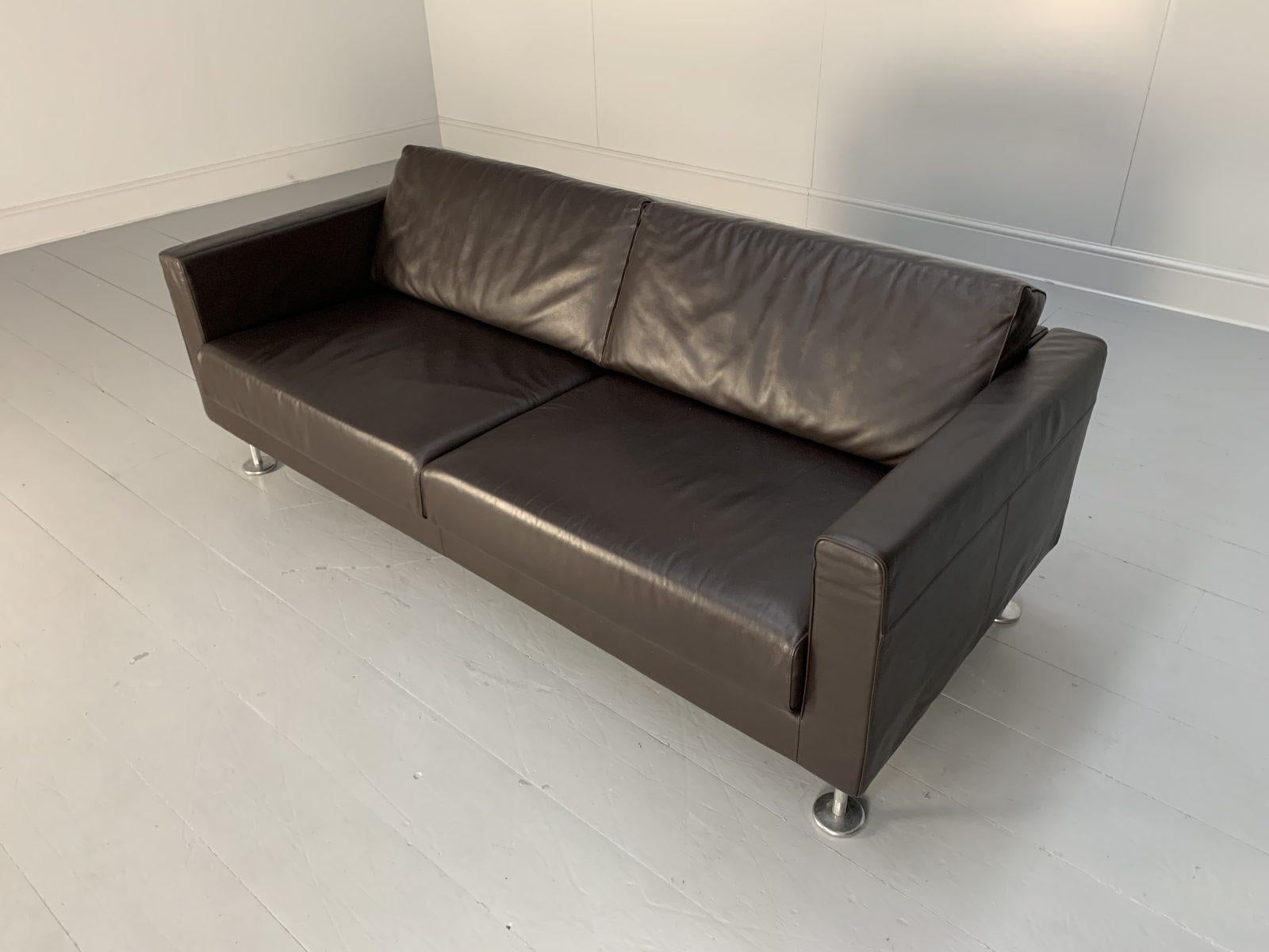 Vitra “Park” 2-Seat Sofa, in Dark Brown Leather For Sale 2