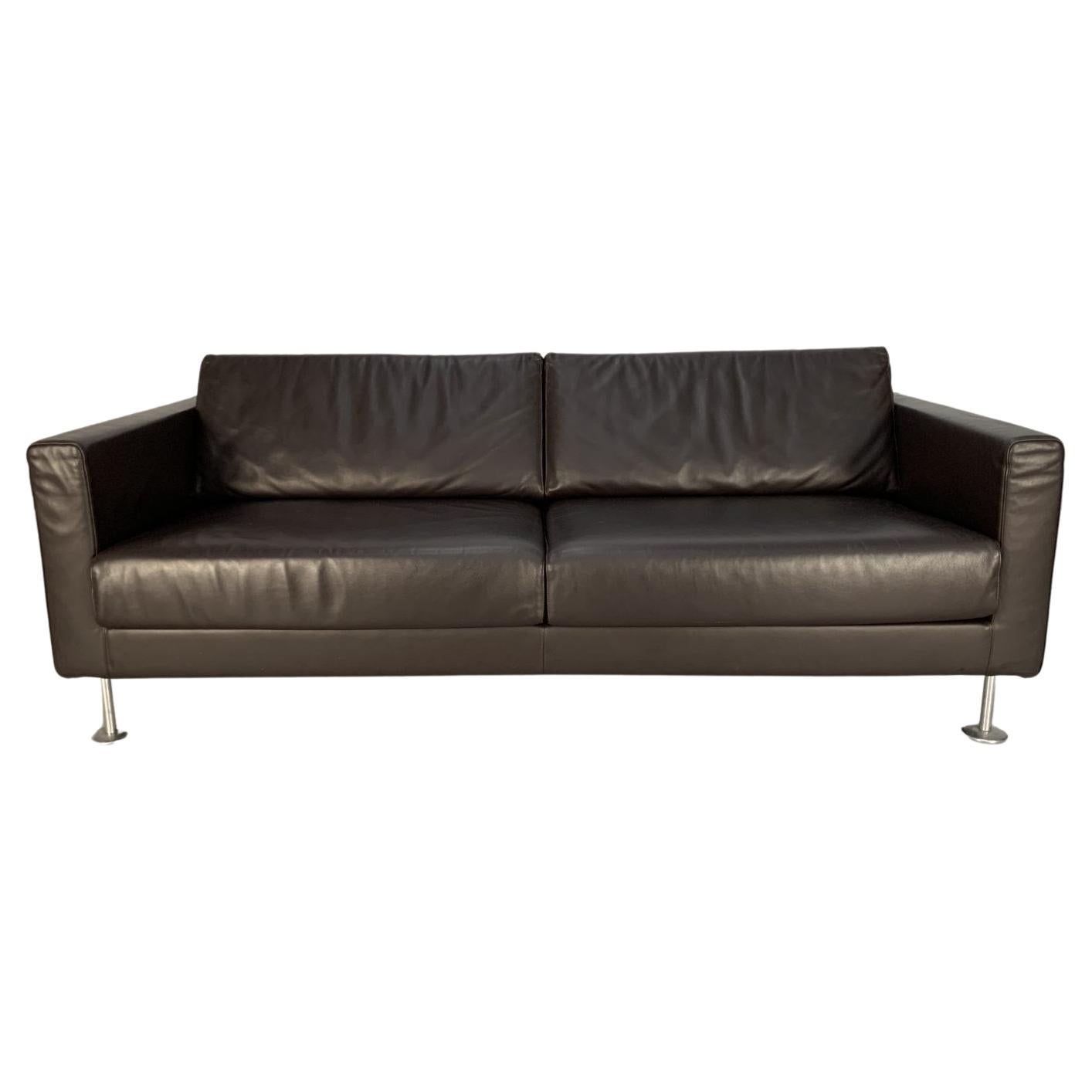 Vitra “Park” 2-Seat Sofa, in Dark Brown Leather For Sale