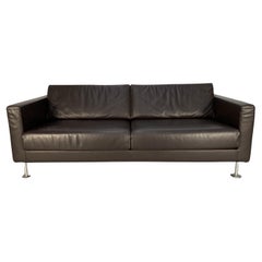 Vitra “Park” 2-Seat Sofa, in Dark Brown Leather