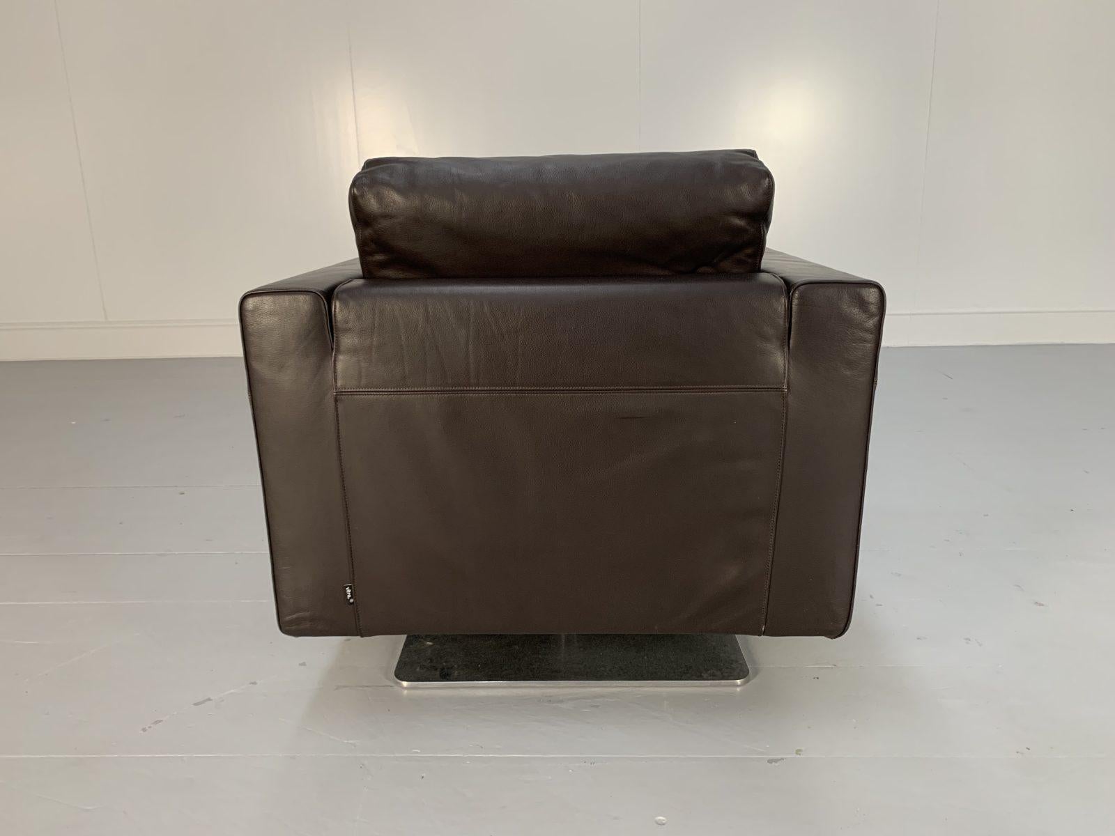Vitra “Park” 2 Sofa & Armchair Suite, in Dark Brown Leather For Sale 9
