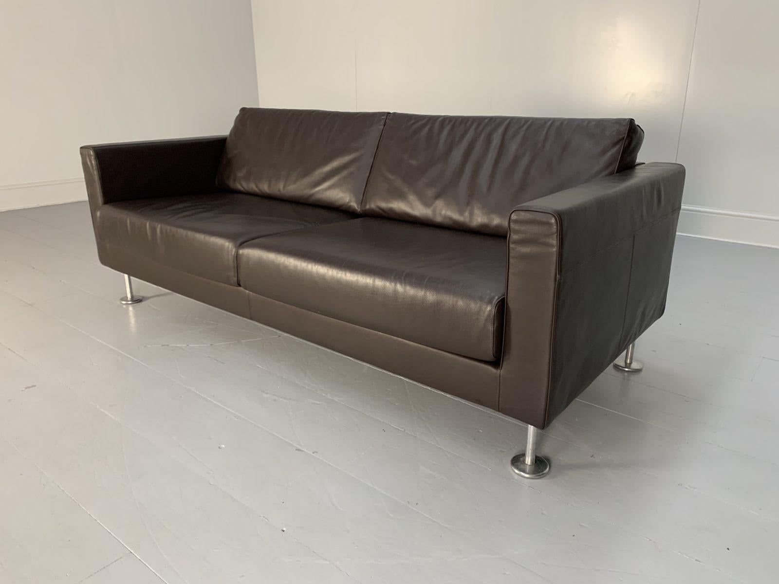 Vitra “Park” 2 Sofa & Armchair Suite, in Dark Brown Leather For Sale 2