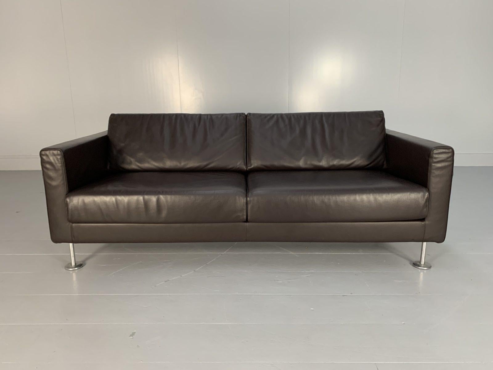 Vitra “Park” 2 Sofa & Armchair Suite, in Dark Brown Leather For Sale 5