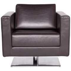 Vitra Park Armchair Designer Armchair Brown Leather Jasper Morrison Polished