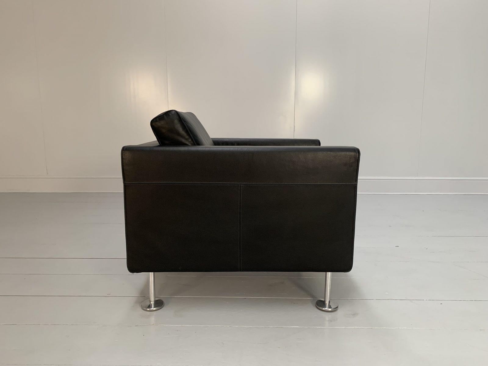Contemporary Vitra “Park” Armchair – In Jet Black Leather For Sale
