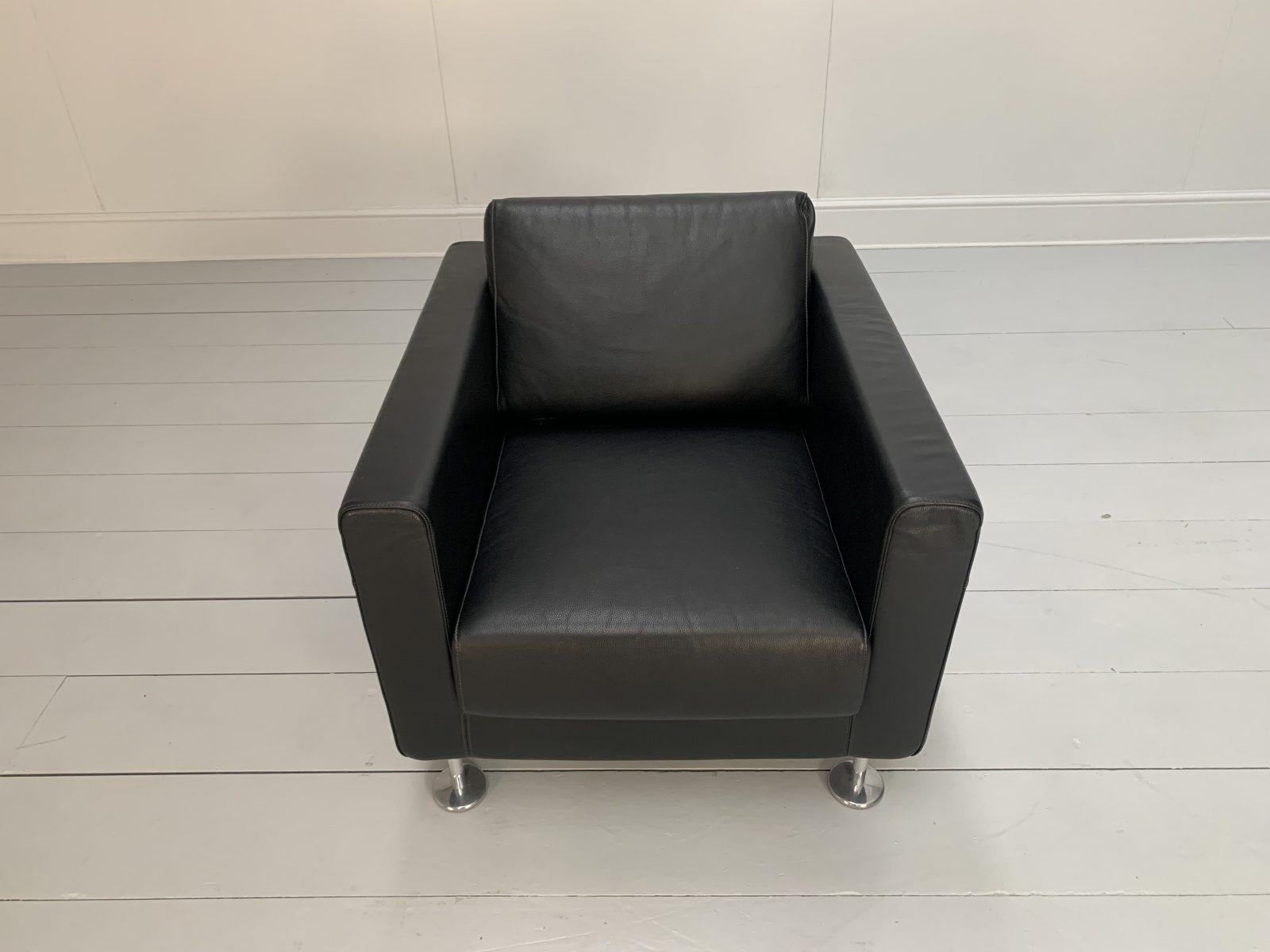 Vitra “Park” Armchair – In Jet Black Leather For Sale 3