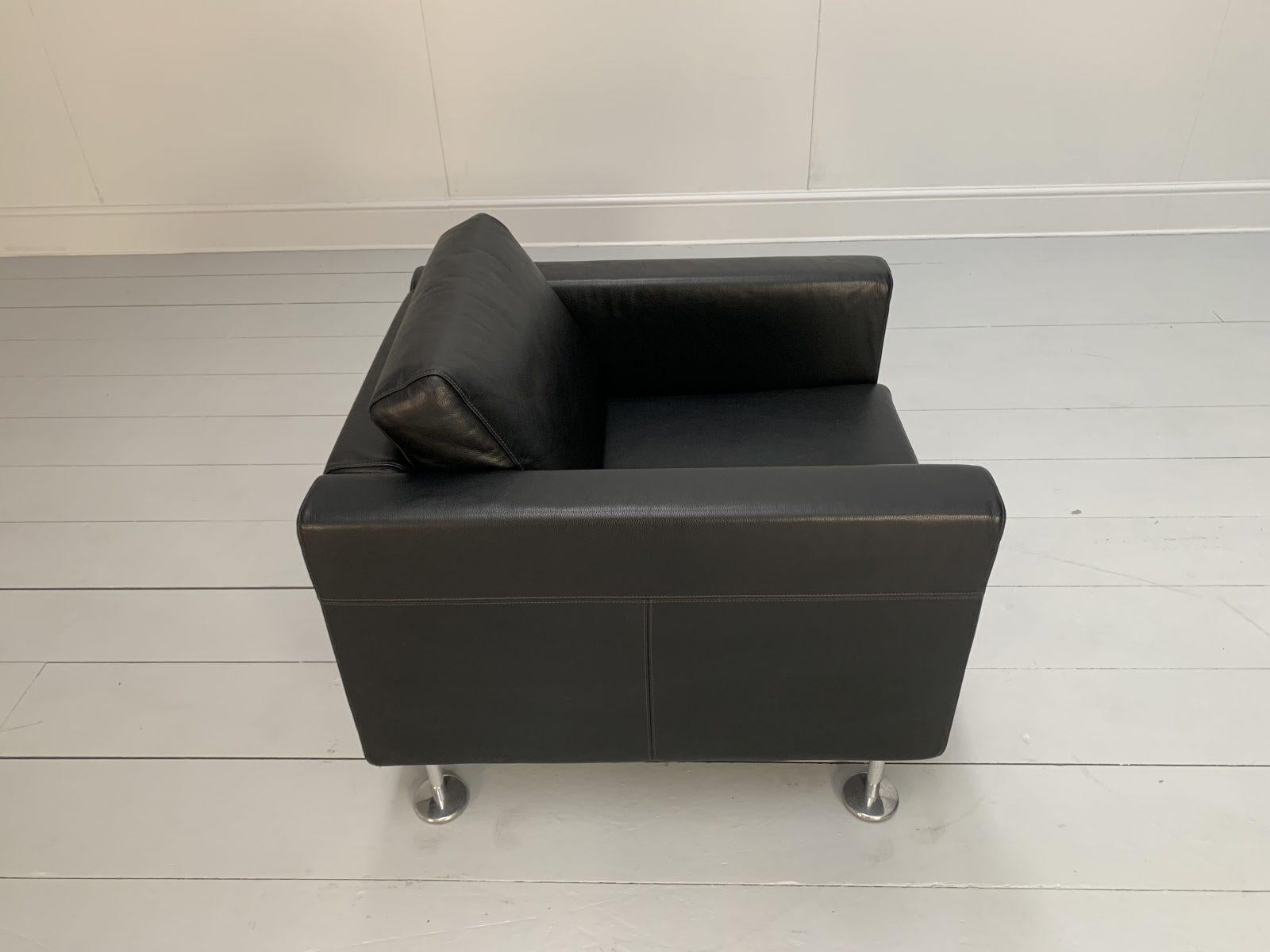 Vitra “Park” Armchair – In Jet Black Leather For Sale 4