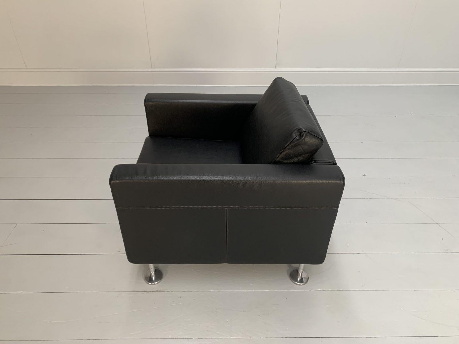 Vitra “Park” Armchair – In Jet Black Leather For Sale 5