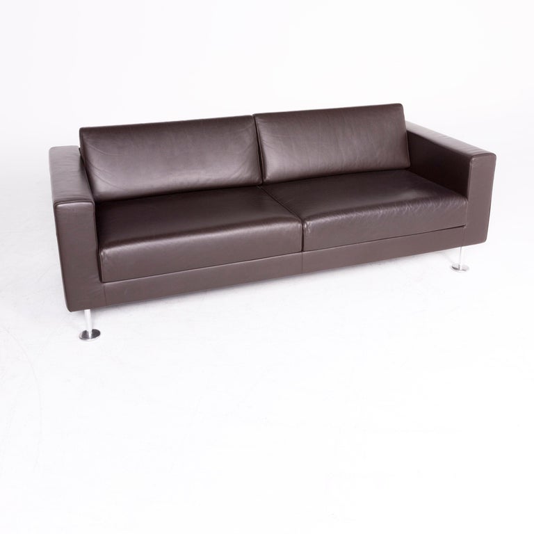 Vitra Park Designer Leather Sofa Armchair Set Brown Genuine