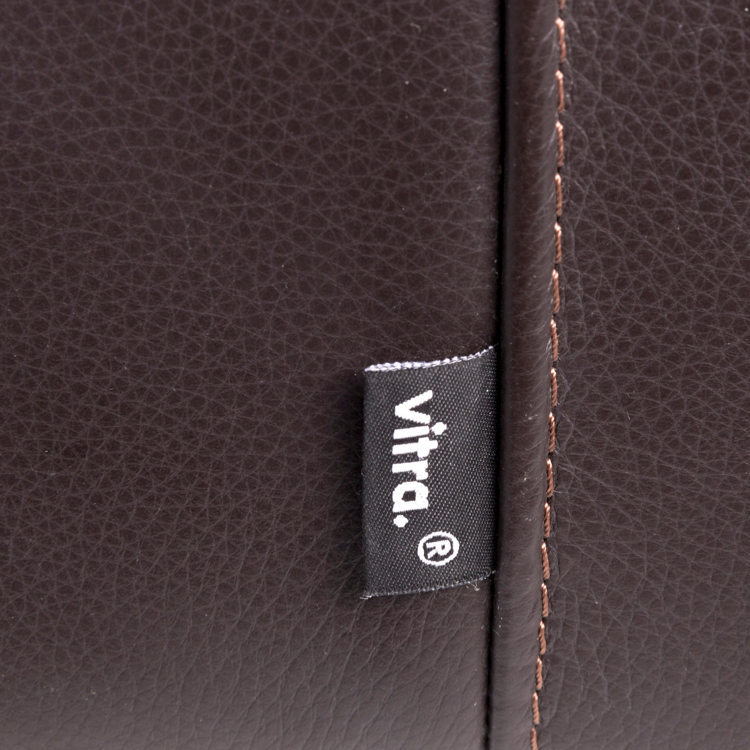 German Vitra Park Swivel Armchair 2x Designer Armchair Set Leather Brown Chocolate For Sale