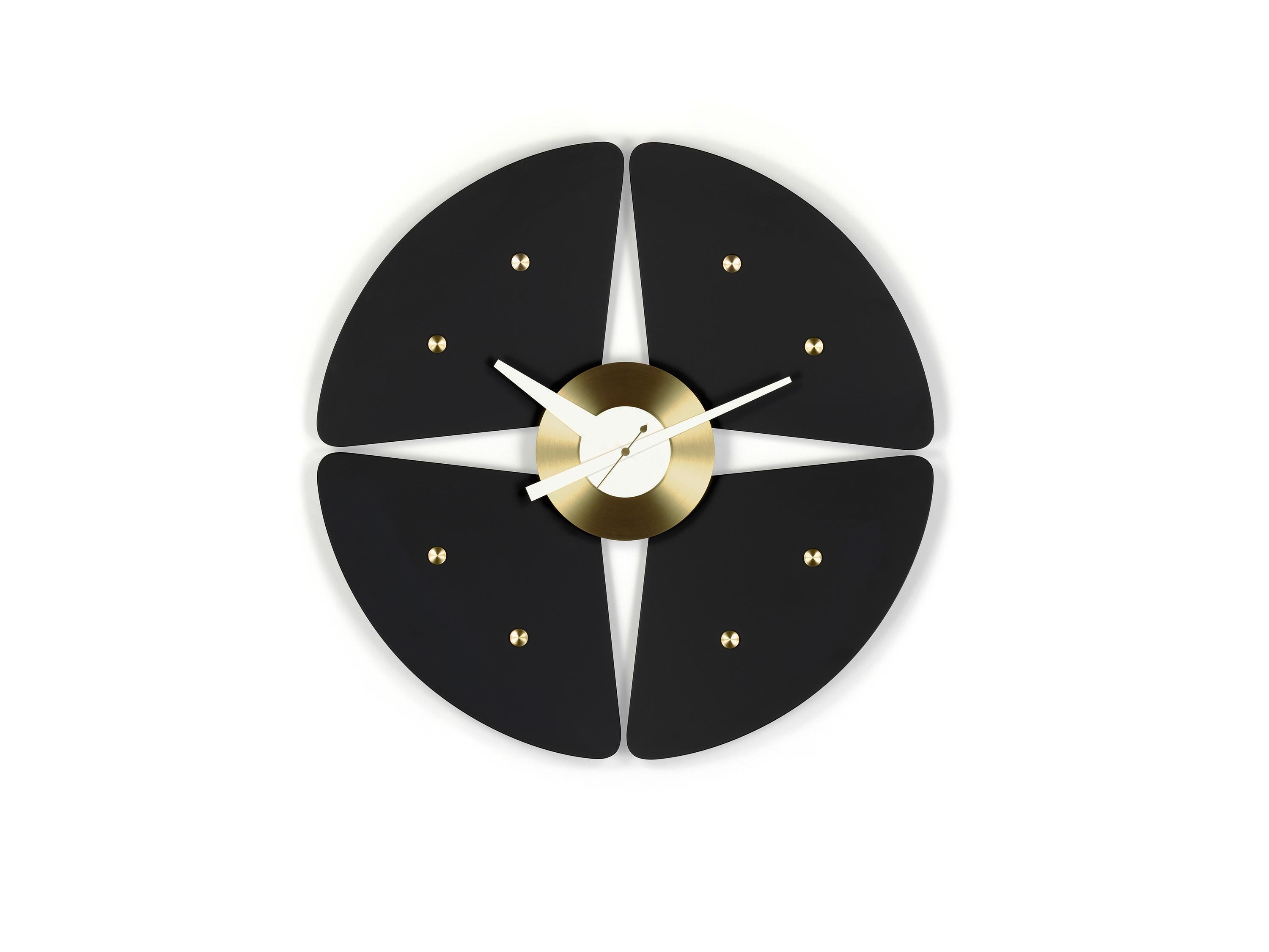 Modern Vitra Petal Clock in Black & Brass by George Nelson For Sale