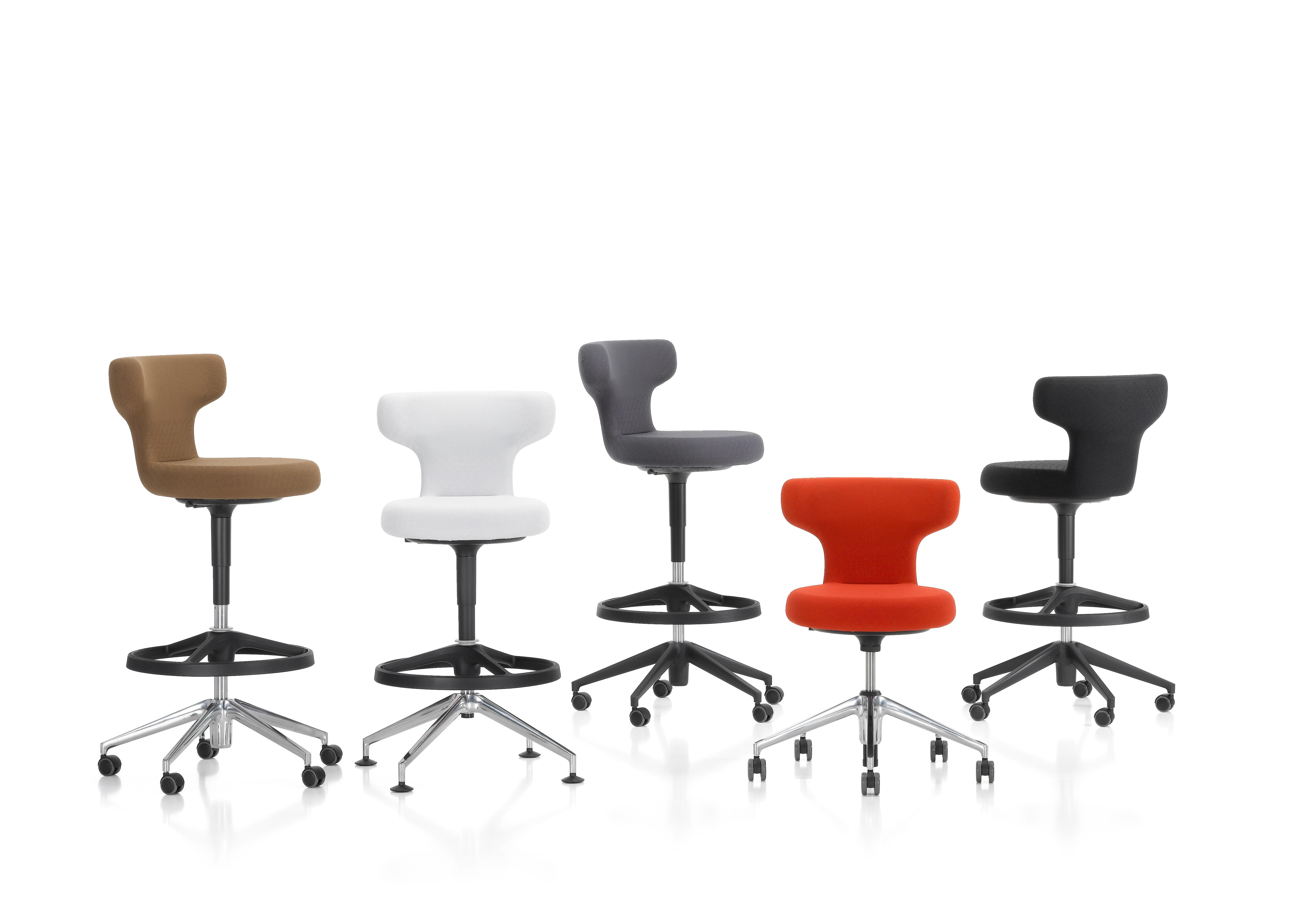 These items are currently only available in the United States.

The Pivot high stool by Antonio Citterio is an unobtrusive office chair, whose curved contours offer comfortably soft seating, ideal for use in home offices. The slender base of the