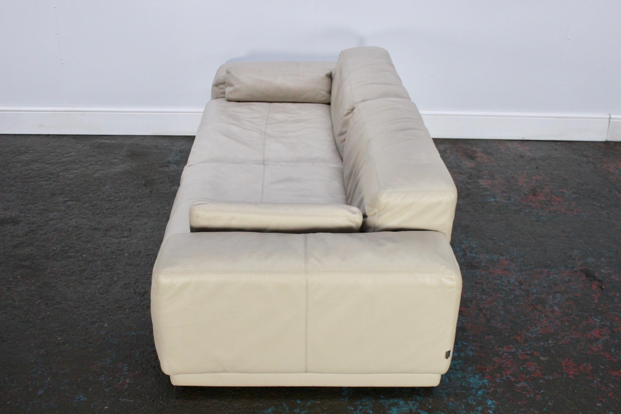 Swiss Vitra “Place” Two-Seat Sofa in Ivory Leather by Jasper Morrison